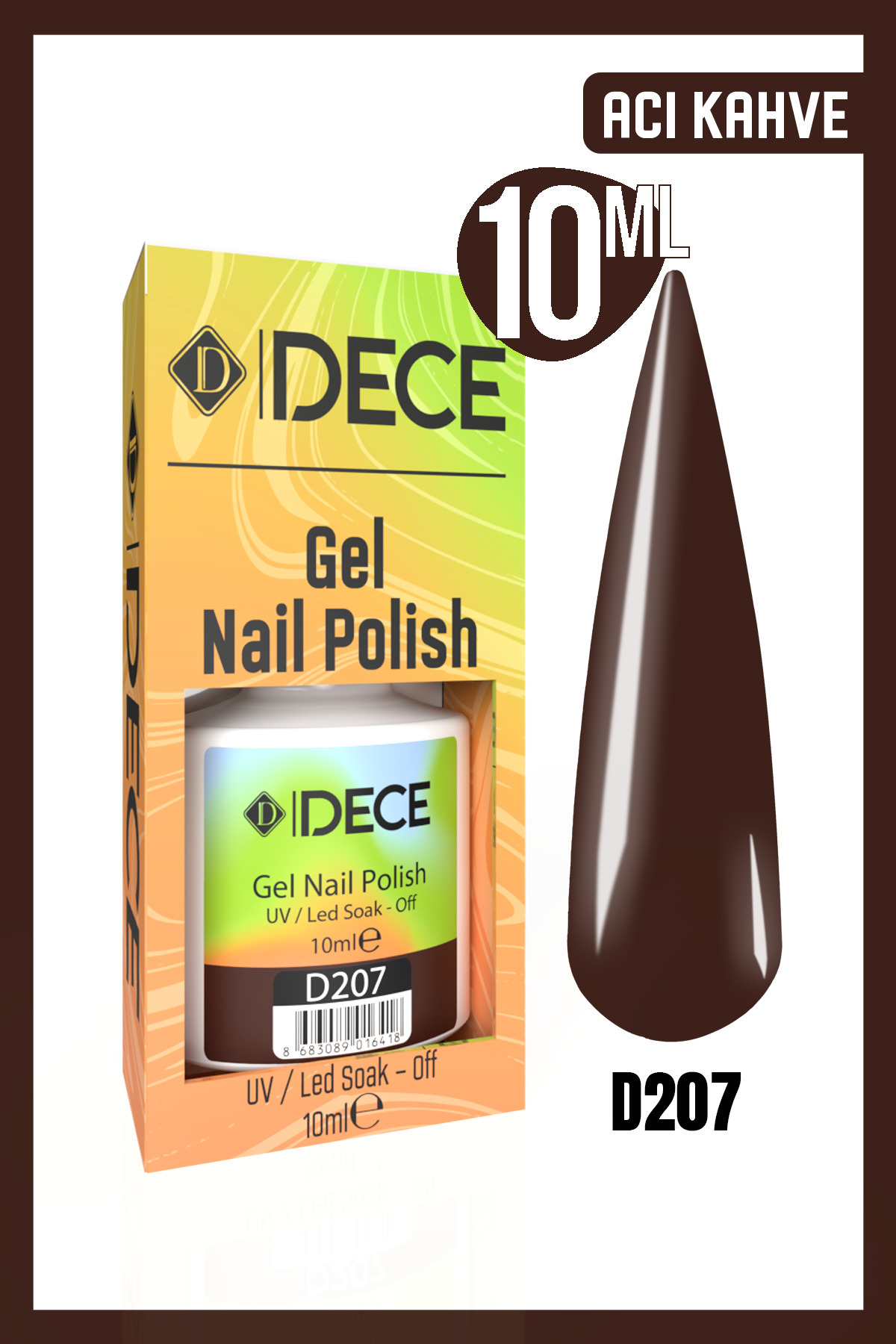 d dece Kalıcı Oje Uv Led D207 (KAHVE SERİSİ) 10ml