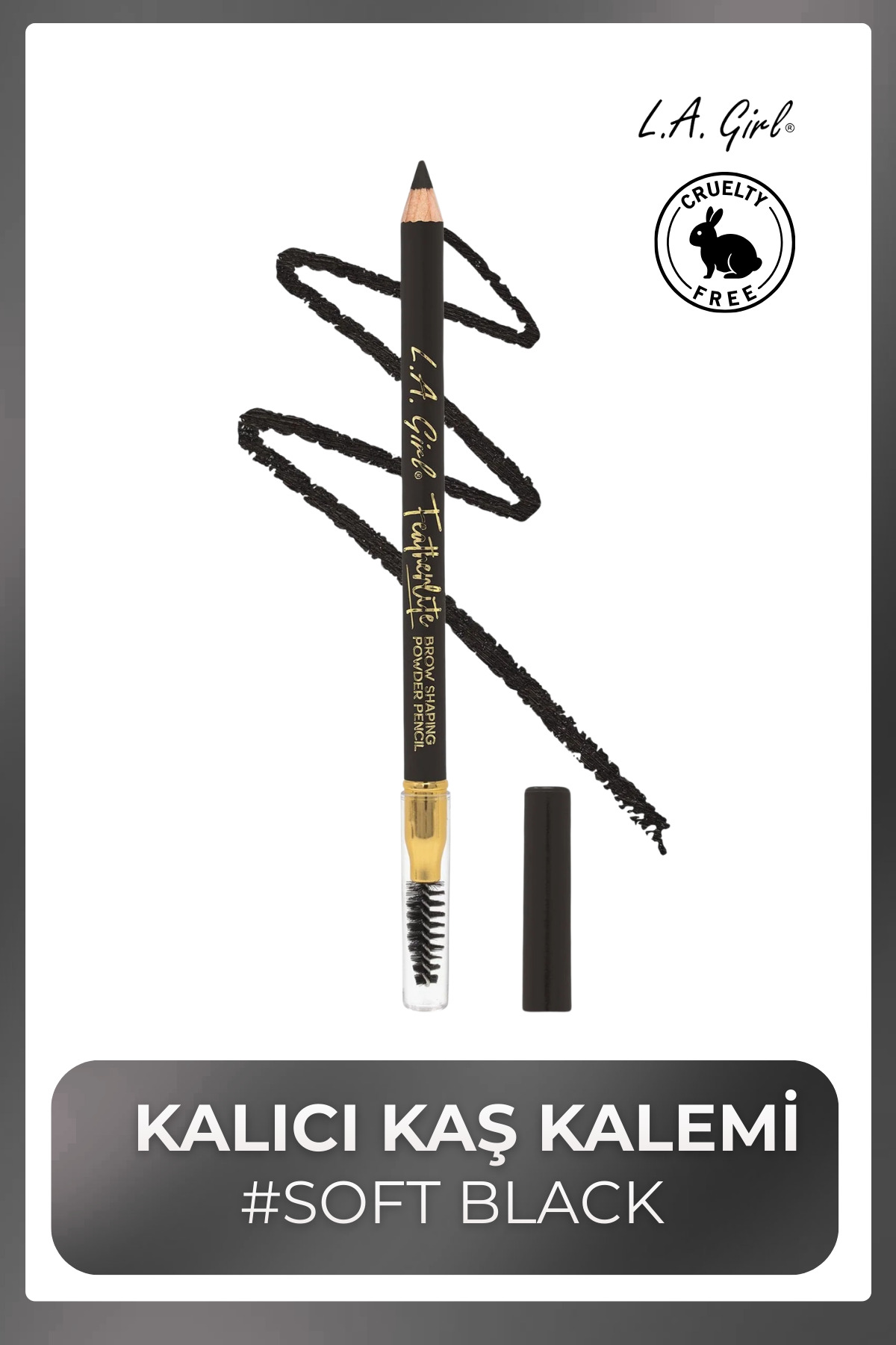 L.A. Girl Featherlite Brow Pencil Fırçalı Kaş Kalemi # Soft Black - GBP395