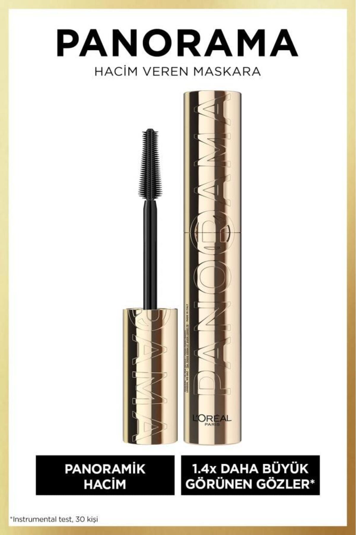 L'Oreal Paris Panorama Hacim Veren Maskara Siyah, 1.4 Kat* Daha Büyük Görünen Gözler, Panoramik Hacim