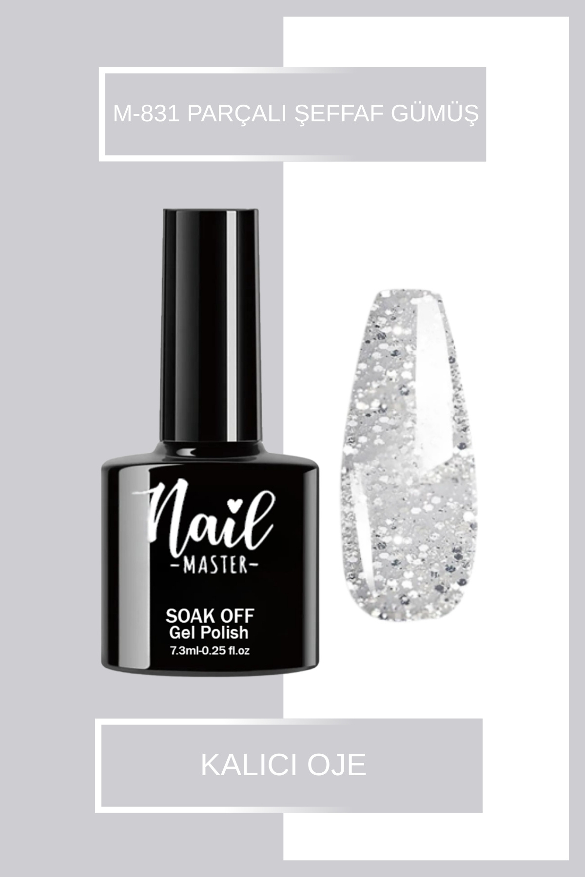 Nail Master M831 Kalıcı Oje 7,3ml Şeffaf Gümüş Parçalı
