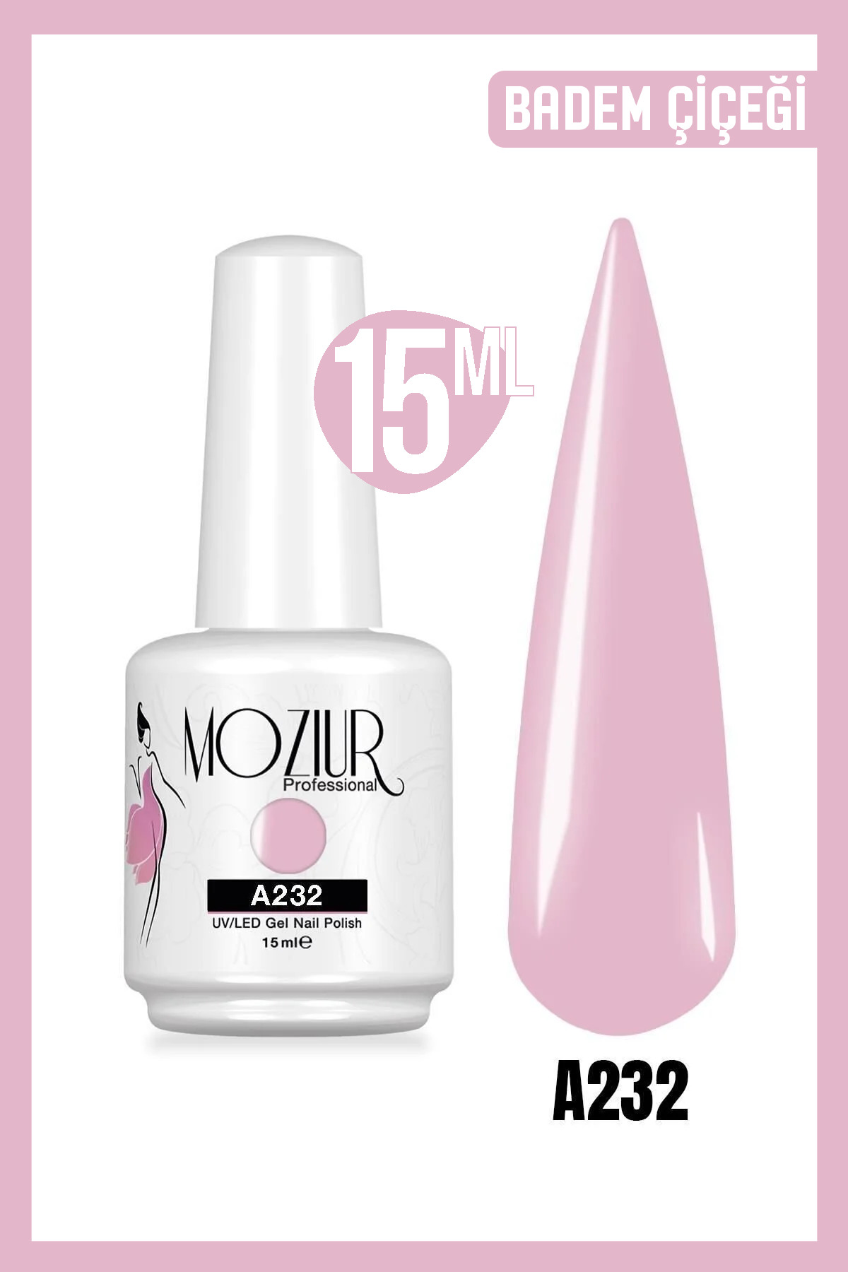 MOZIUR Kalıcı Oje UV Led A232 (PEMBE SERİSİ) 15ml