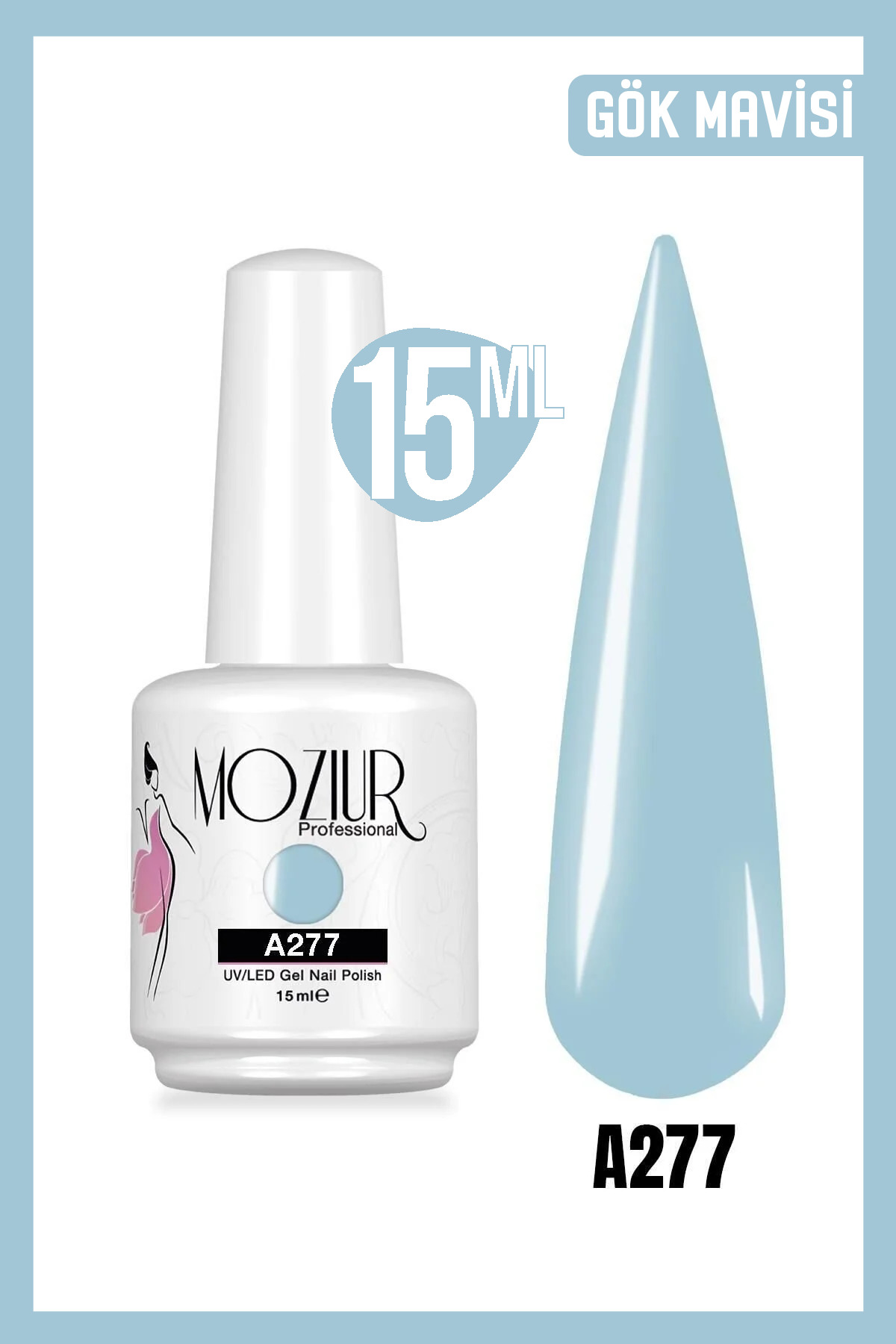 MOZIUR Kalıcı Oje UV Led A277 (MAVİ SERİSİ) 15ml