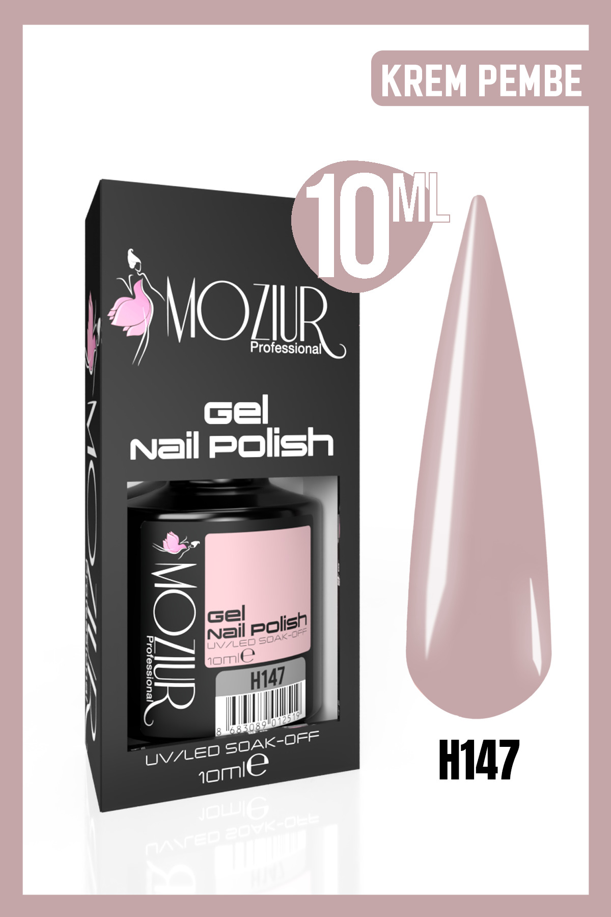 MOZIUR Kalıcı Oje Uv Led H147 (PEMBE SERİSİ) 10ml