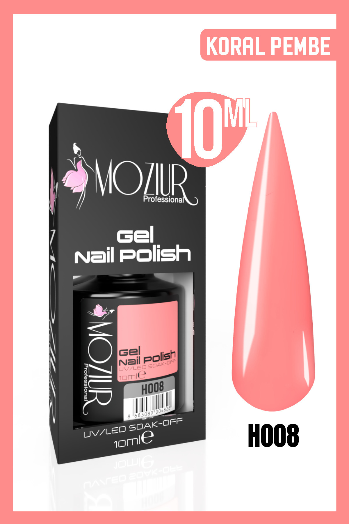 MOZIUR Kalıcı Oje Uv Led H008 (PEMBE SERİSİ) 10ml