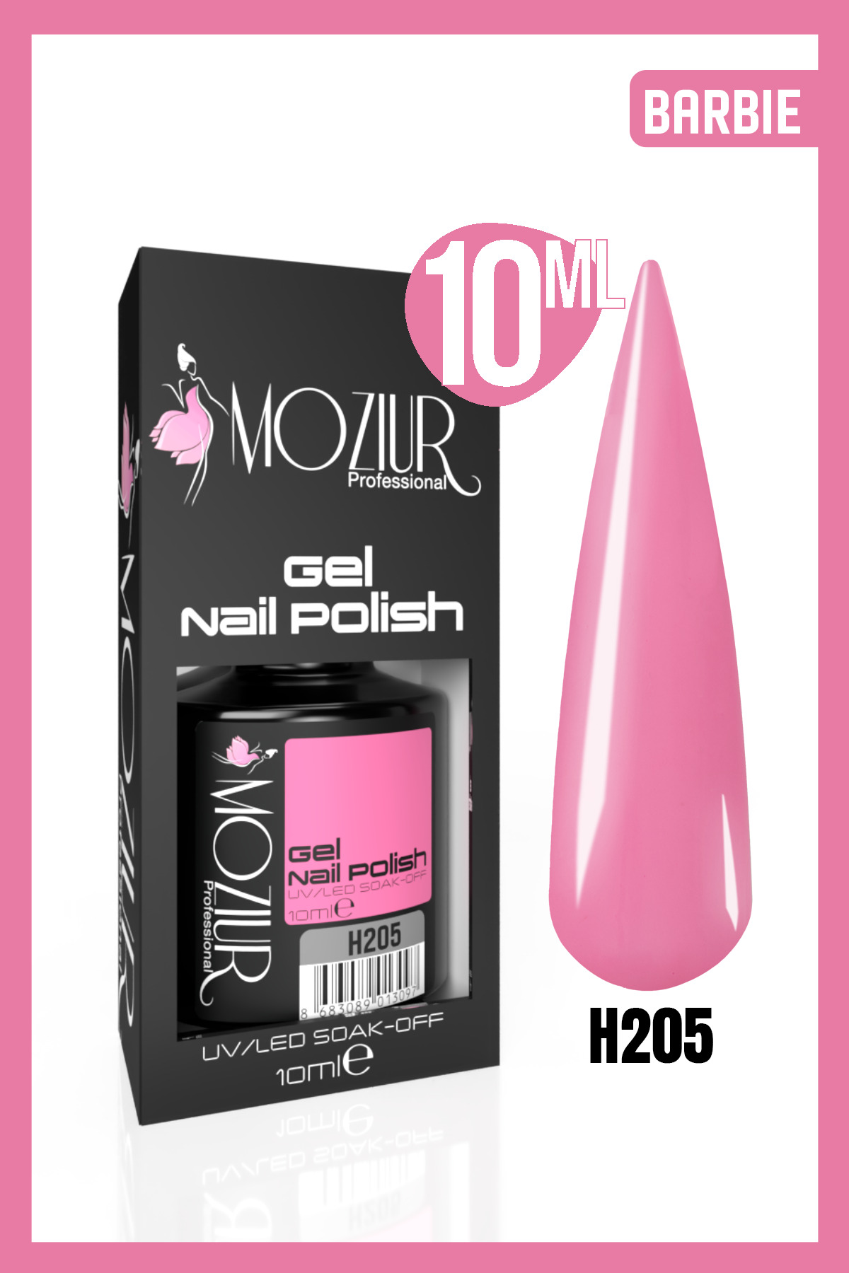 MOZIUR Kalıcı Oje Uv Led H205 (PEMBE SERİSİ) 10ml