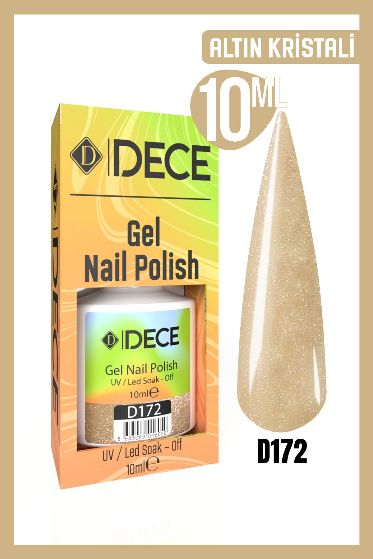 d dece Kalıcı Oje Uv Led D172 (IŞILTILI SERİ) 10ml