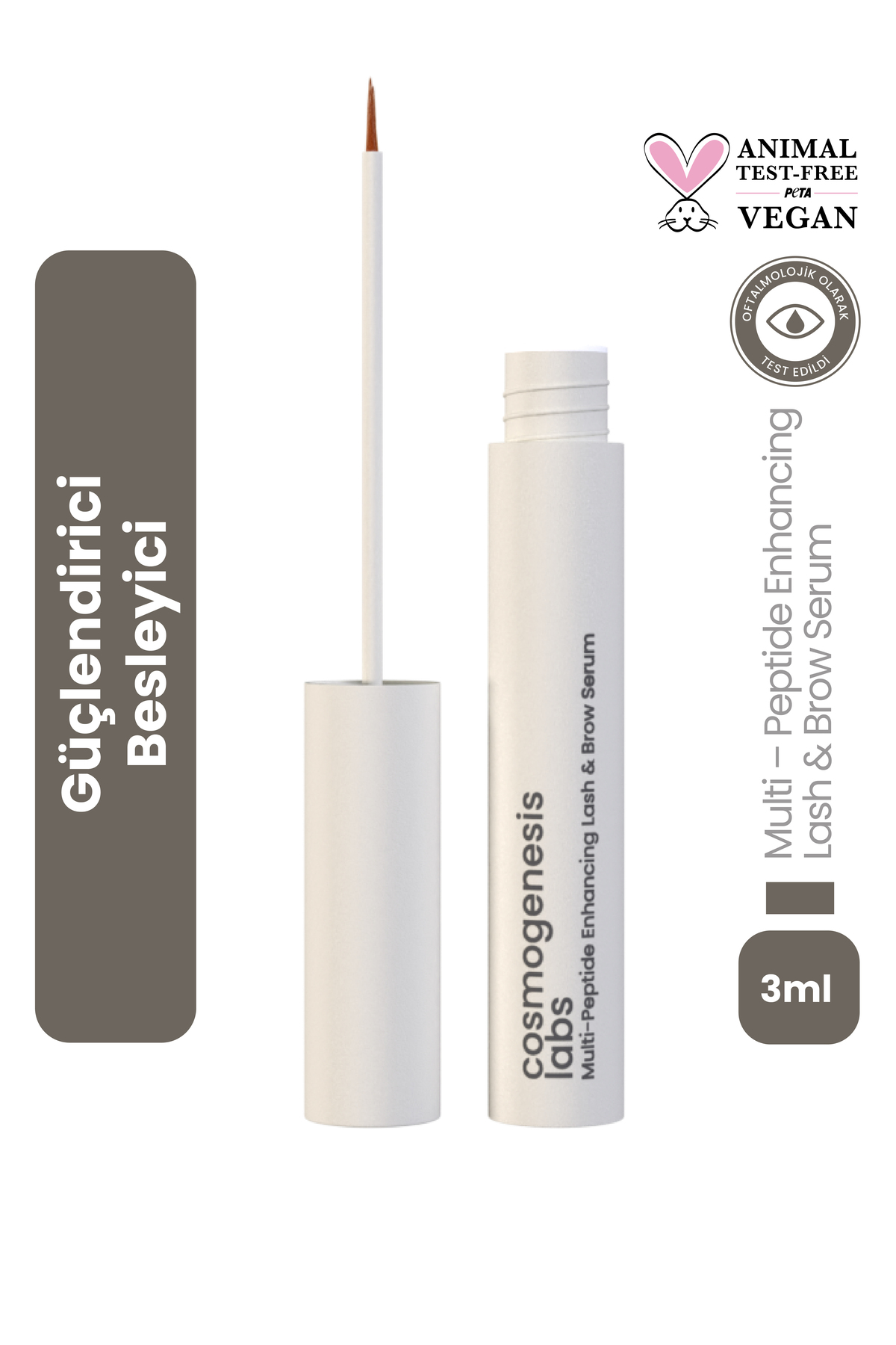 Cosmogenesis Labs Kaş Kirpik Güçlendirici Serum 3ml – Su Bazlı Besleyici Dolgunlaştırıcı Vegan (%1 BİOTİN- %1 PEPTİT) Trendyol Plus'a Özel