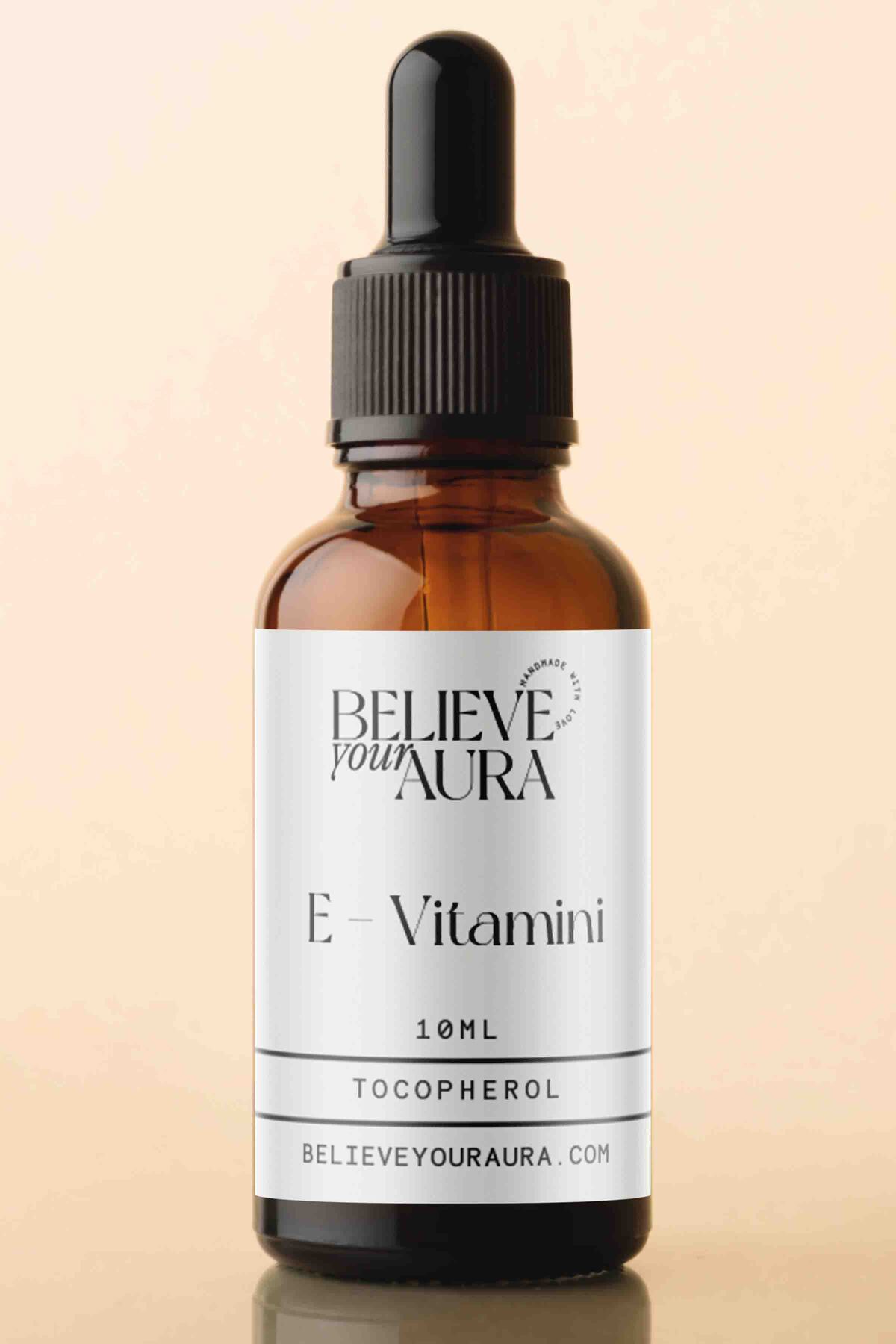 Believe Your Aura %100 Doğal E Vitamini – %100 Saf Nemlendirici Besleyici Canlandırıcı Cilt ve Saç Bakımı - 10 ml