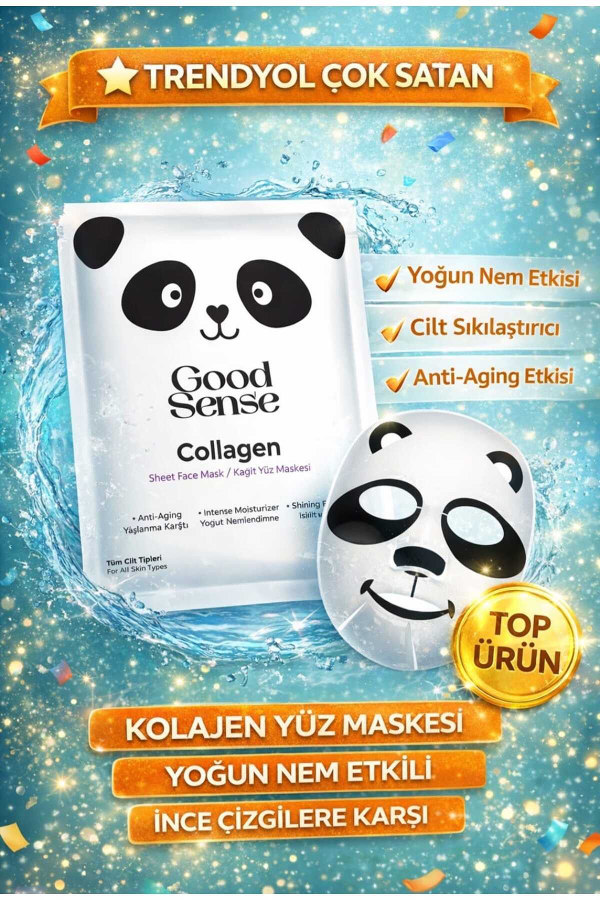 Good Sense Panda Desenli Kolajen Kağıt Yüz Maskesi Yoğun Nemlendirici Anti Aging Cilt Sıkılaştırıcı