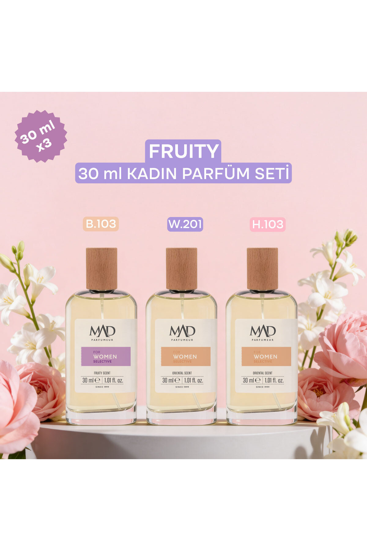 Mad Parfüm Mad Fruity Selective Kadın Parfüm Seti– 30 ml Üçlü Set