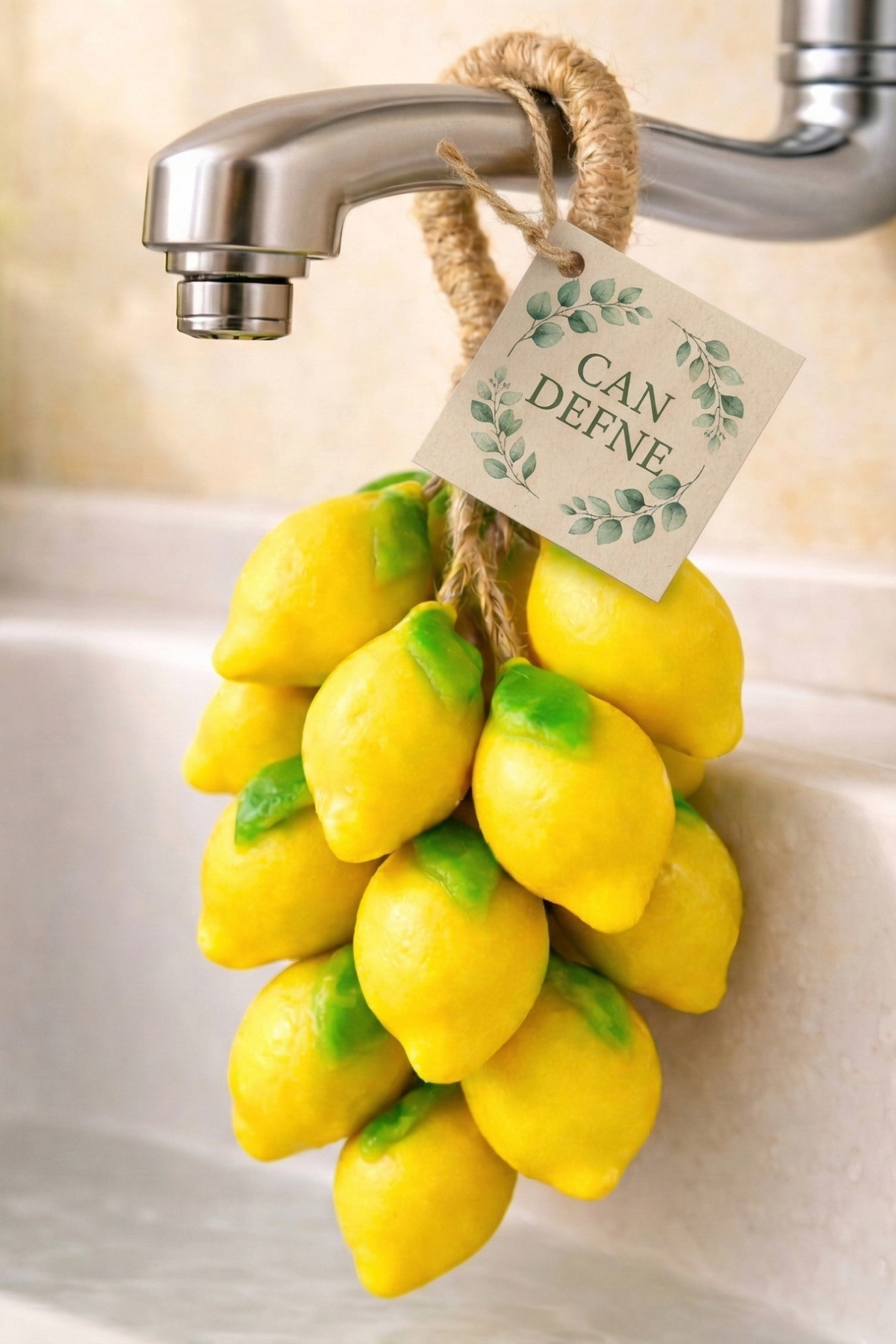 Can Defne Limon Şeklinde El Yapımı Doğal Sabun – Aromatik Kokulu Dekoratif Banyo Sabunu (Sarı)