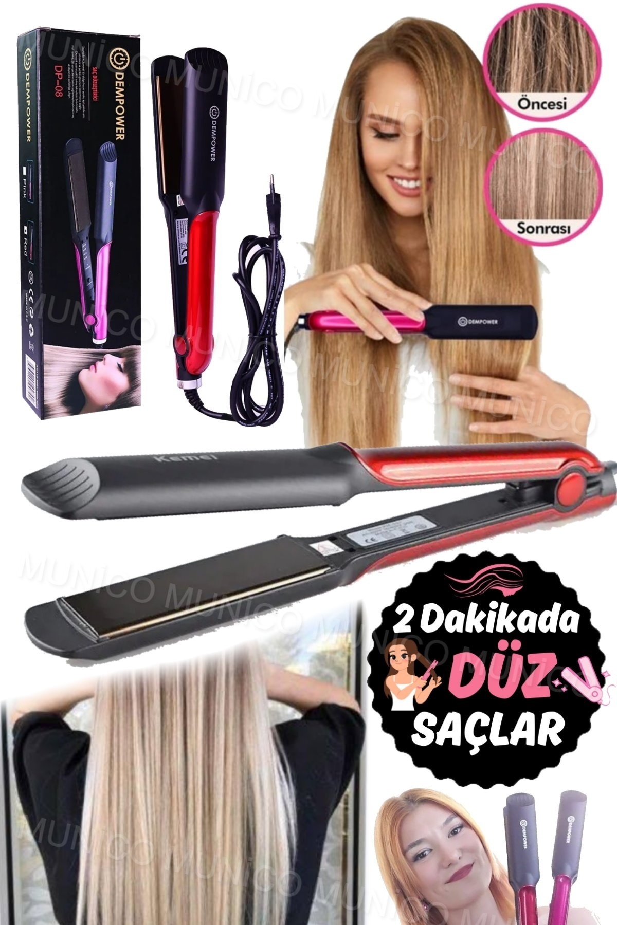 Kadınlar İçin 4 Isı Ayarlı Seramik Plakalı Yüksek Performanslı Saç Düzleştirici