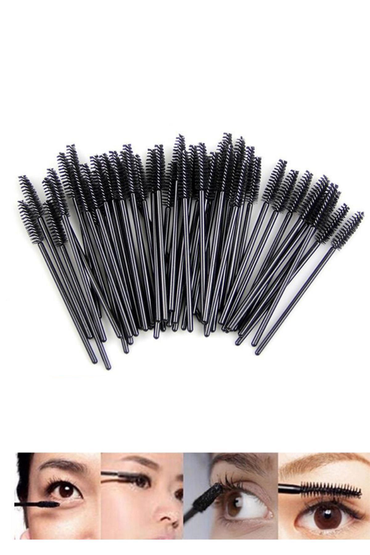 MOZIUR Maskara Rimel Kirpik Fırça 9cm 50 Adet Tek Kullanımlık