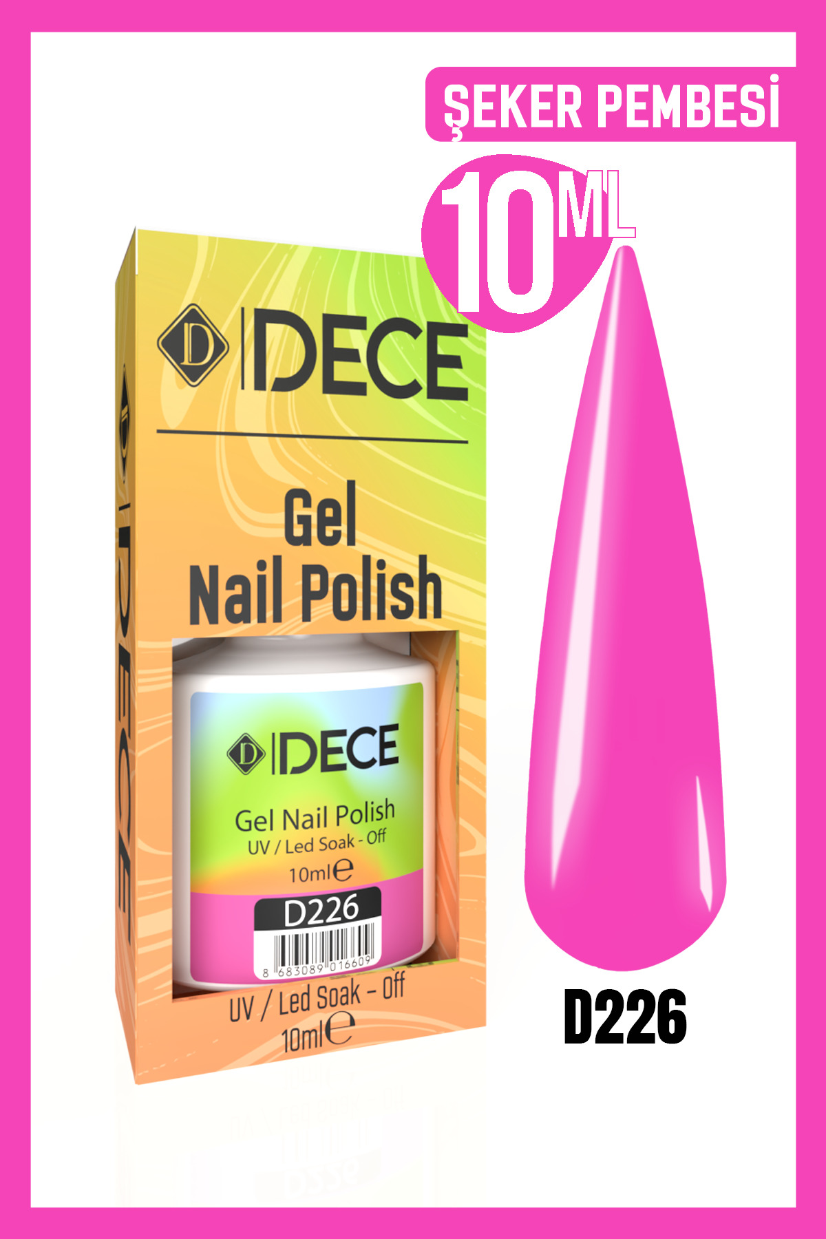 d dece Dece Kalıcı Oje UV LED D226 (PEMBE SERİSİ) 10ml