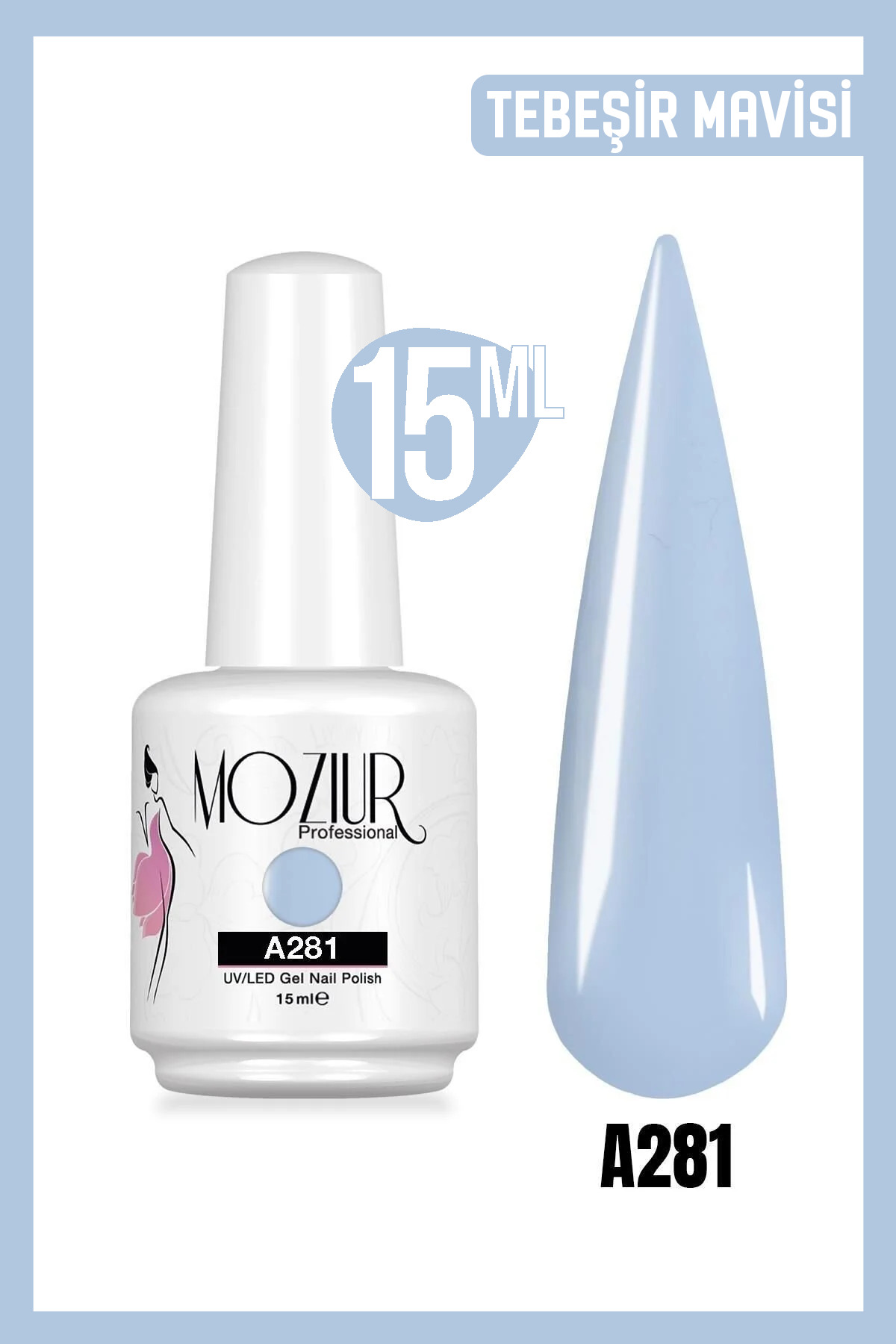 MOZIUR Kalıcı Oje UV Led A281 (MAVİ SERİSİ) 15ml