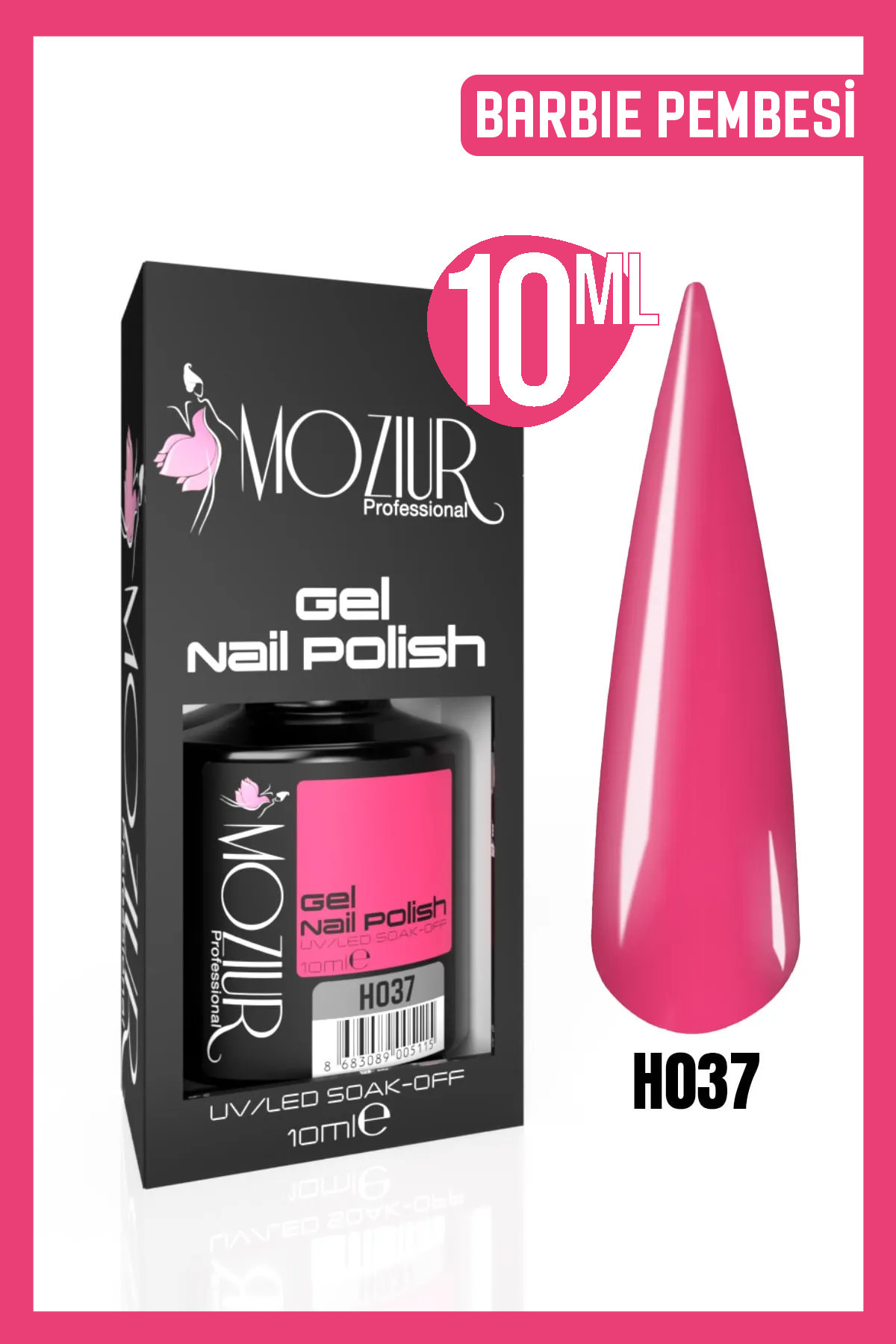 MOZIUR Kalıcı Oje Uv Led H037 (PEMBE SERİSİ) 10ml