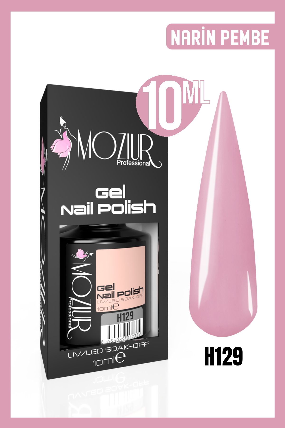 MOZIUR Kalıcı Oje Uv Led H129 (PEMBE SERİSİ) 10ml