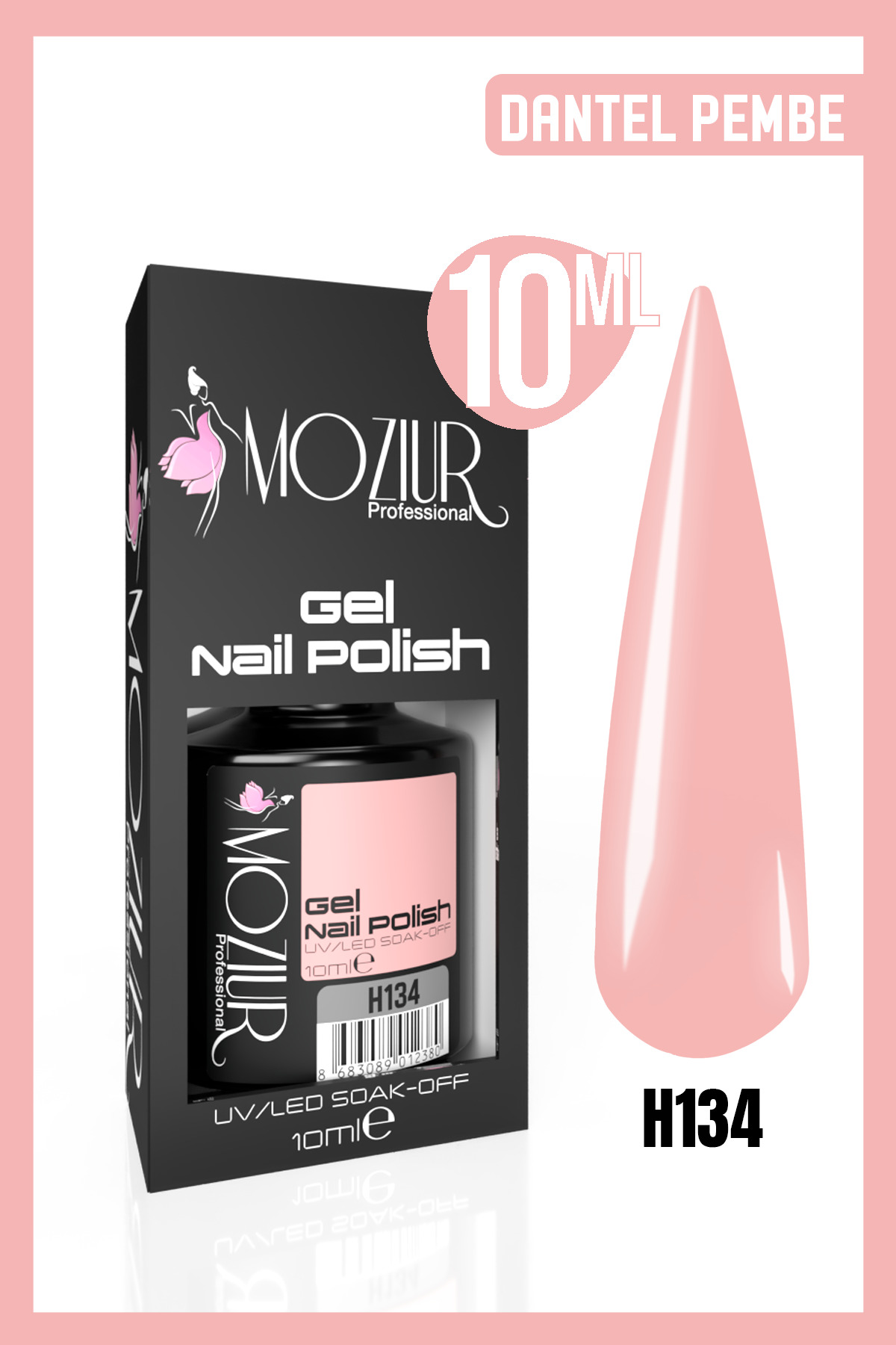 MOZIUR Kalıcı Oje Uv Led H134 (PEMBE SERİSİ) 10ml