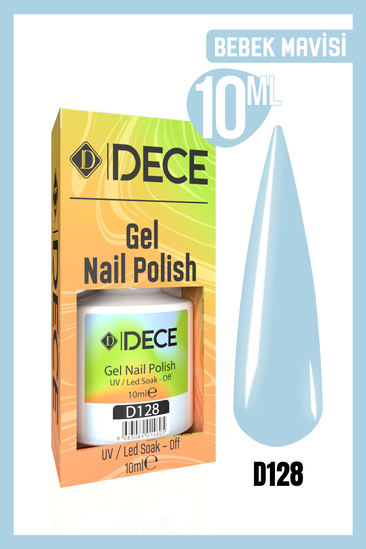 d dece Kalıcı Oje Uv Led D128 (MAVİ SERİSİ) 10ml