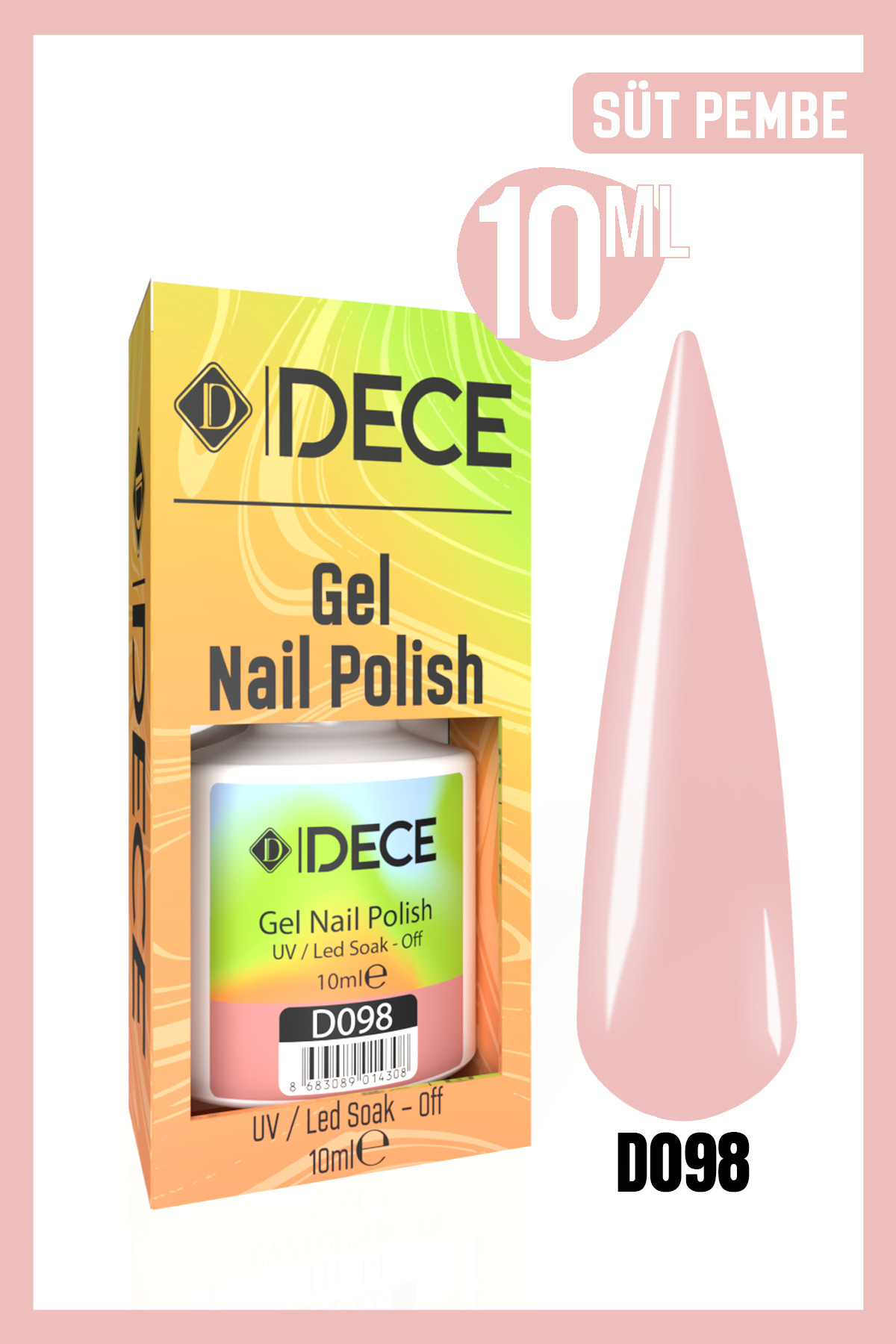 d dece Kalıcı Oje Uv Led D098 (PEMBE SERİSİ) 10ml