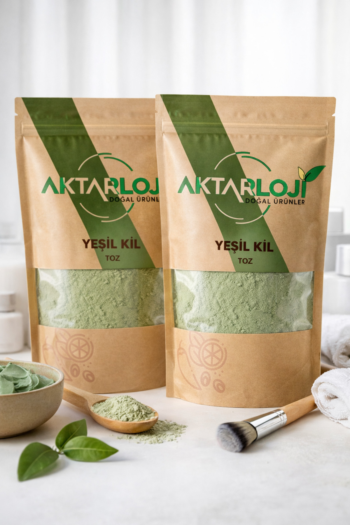 aktarloji 2 Adet 700 Gr Avantaj Paket Toz Yeşil Kil – Doğal Cilt, Yüz ve Saç Maskesi / Green Clay Mask