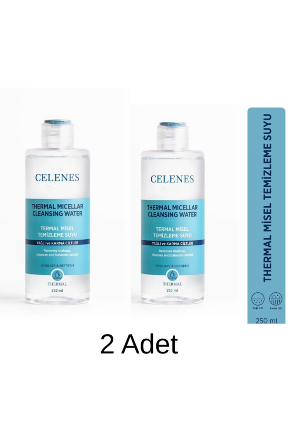Celenes Nemlendirici Ve Canlandırıcı Misel Temizleme Suyu Yağlı Ve Karma Ciltler 250 ml 2 Adet