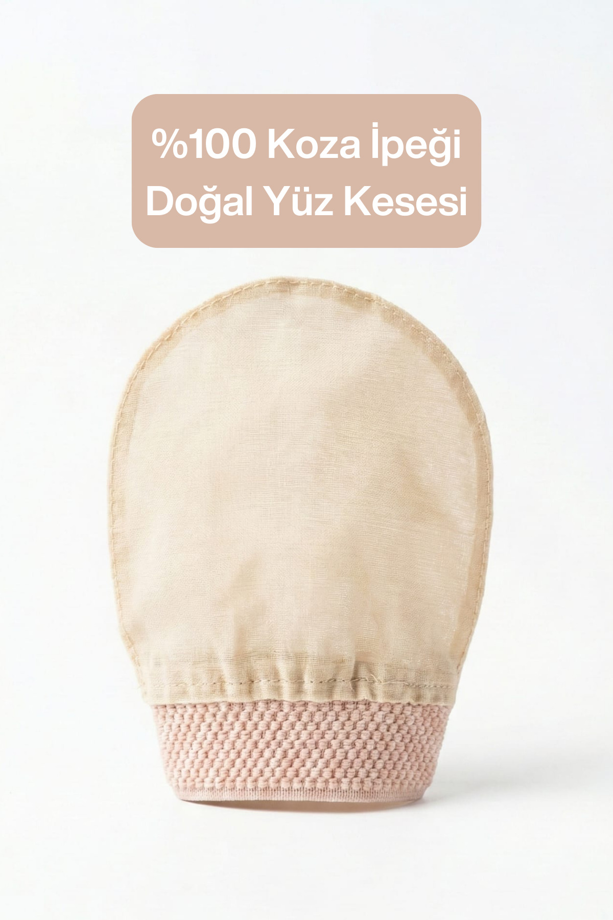 Oinone %100 Koza İpeği Yüz Kesesi | Doğal İpek Lastikli Peeling Eldiveni | Ekru İpek Kese | Hassas Ciltler
