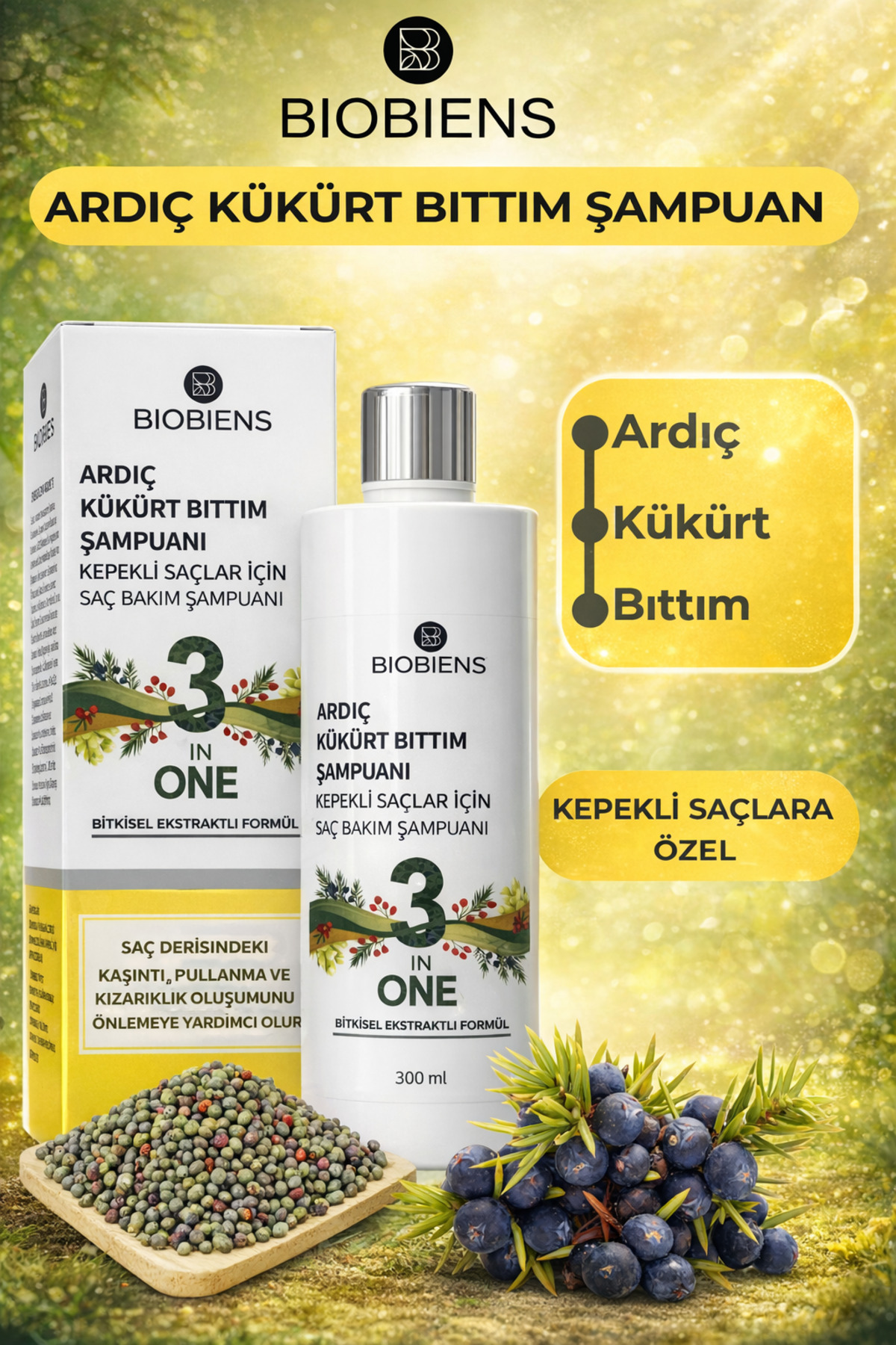 Biobiens Ardıç kükürt Bıttım Şampuanı 300 ML
