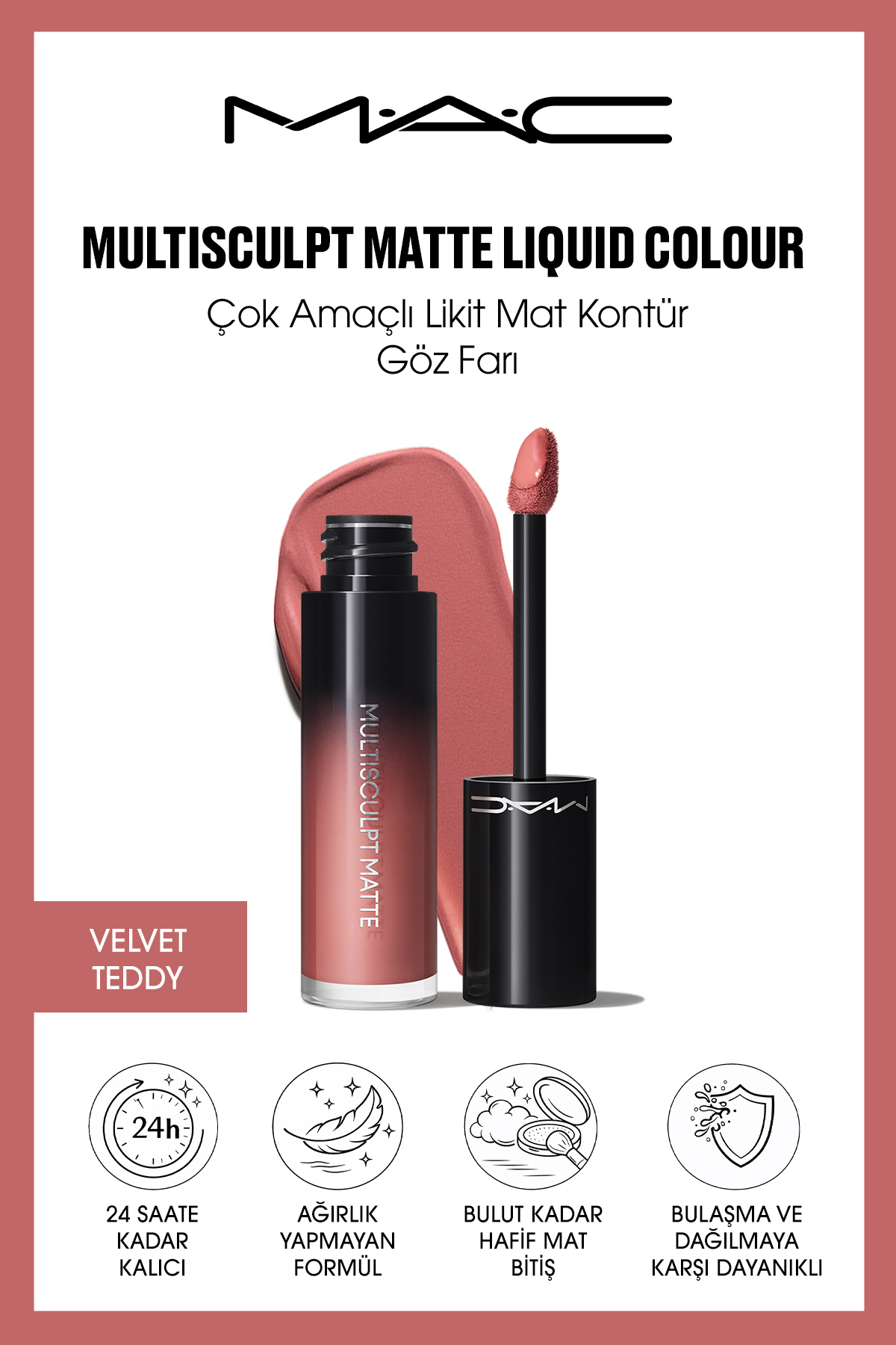 M.A.C MULTISCULPT MATTE LIQUID COLOUR Çok Amaçlı Likit Mat Kontür ve Göz Farı - Velvet Teddy