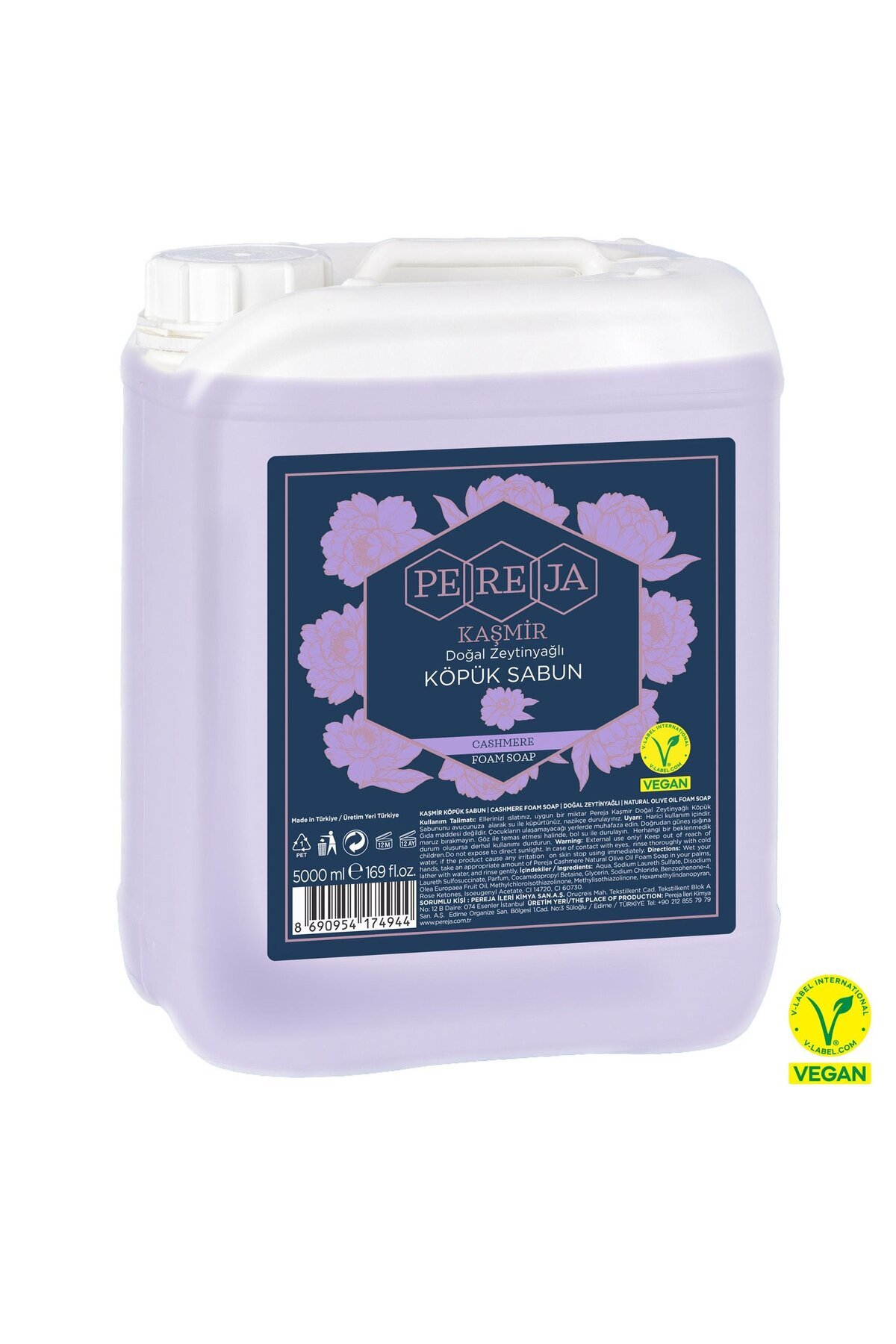 Pereja Kaşmir Doğal Zeytinyağlı Köpük Sabun 5000 ml