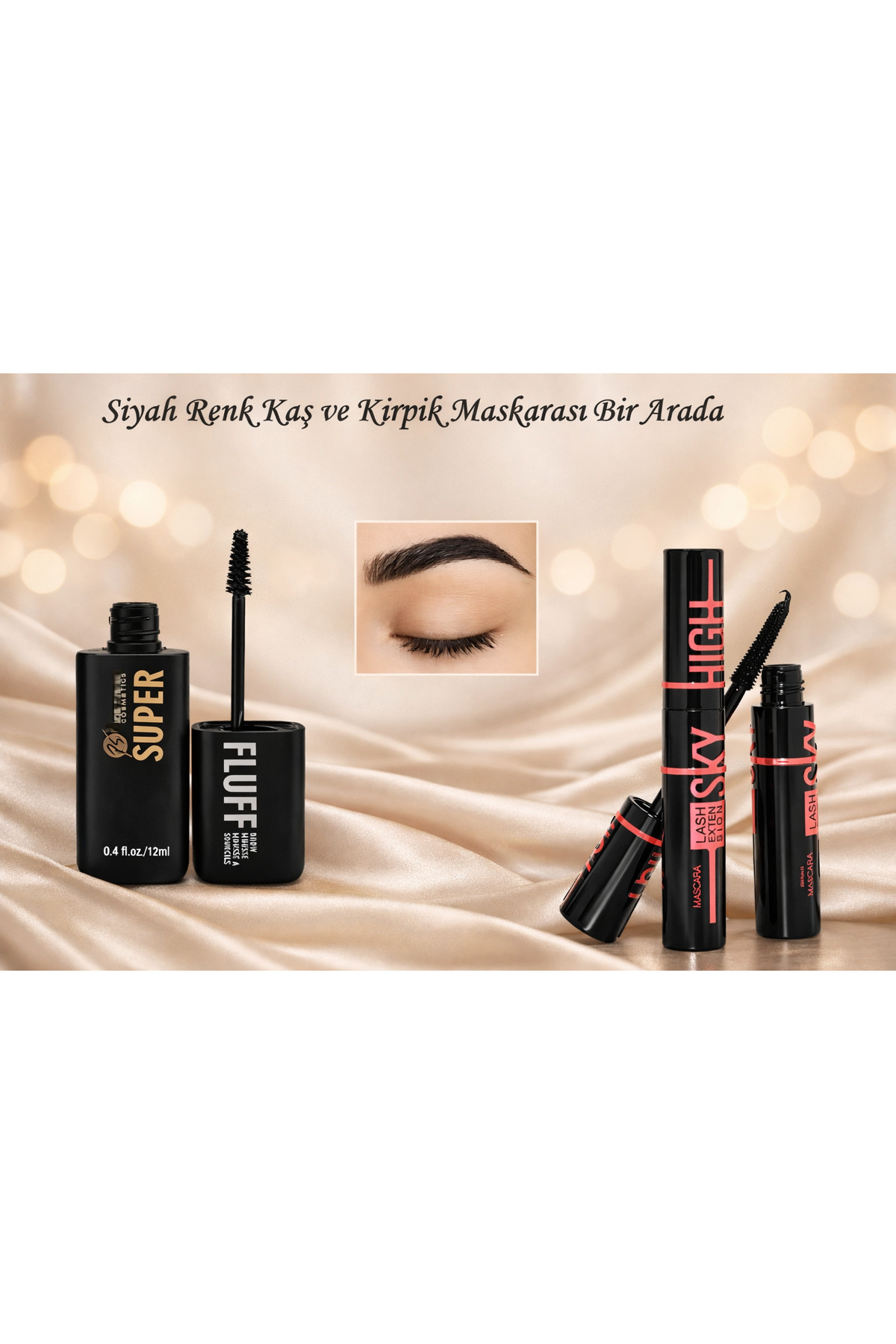 SİBELA BEAUTY GÜZEL GÖRMEK GÜZEL DÜŞÜNDÜRÜR Kaş ve Kirpik Maskarası, 2 Li Set Siyah Tonlu Kaş Maskarası, Siyah Tonlu Kirpik Maskarası