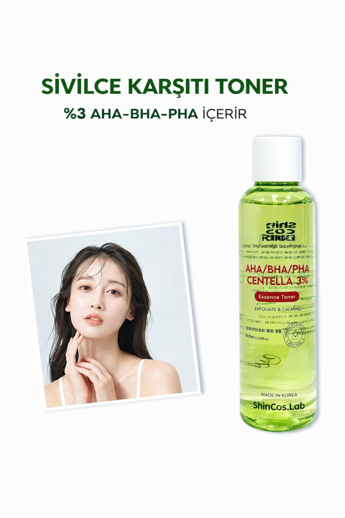 SHINCOS.LAB AHA/BHA/PHA CENTELLA 3% ESSENCE TONER /TONIK 200ml