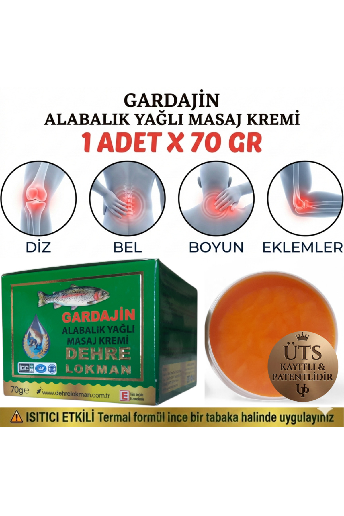 Dehre Lokman Gardajin Alabalık Yağı Masaj Kremi 70 gr(Diz,Bel,Boyun,Kas ve eklem İçin)