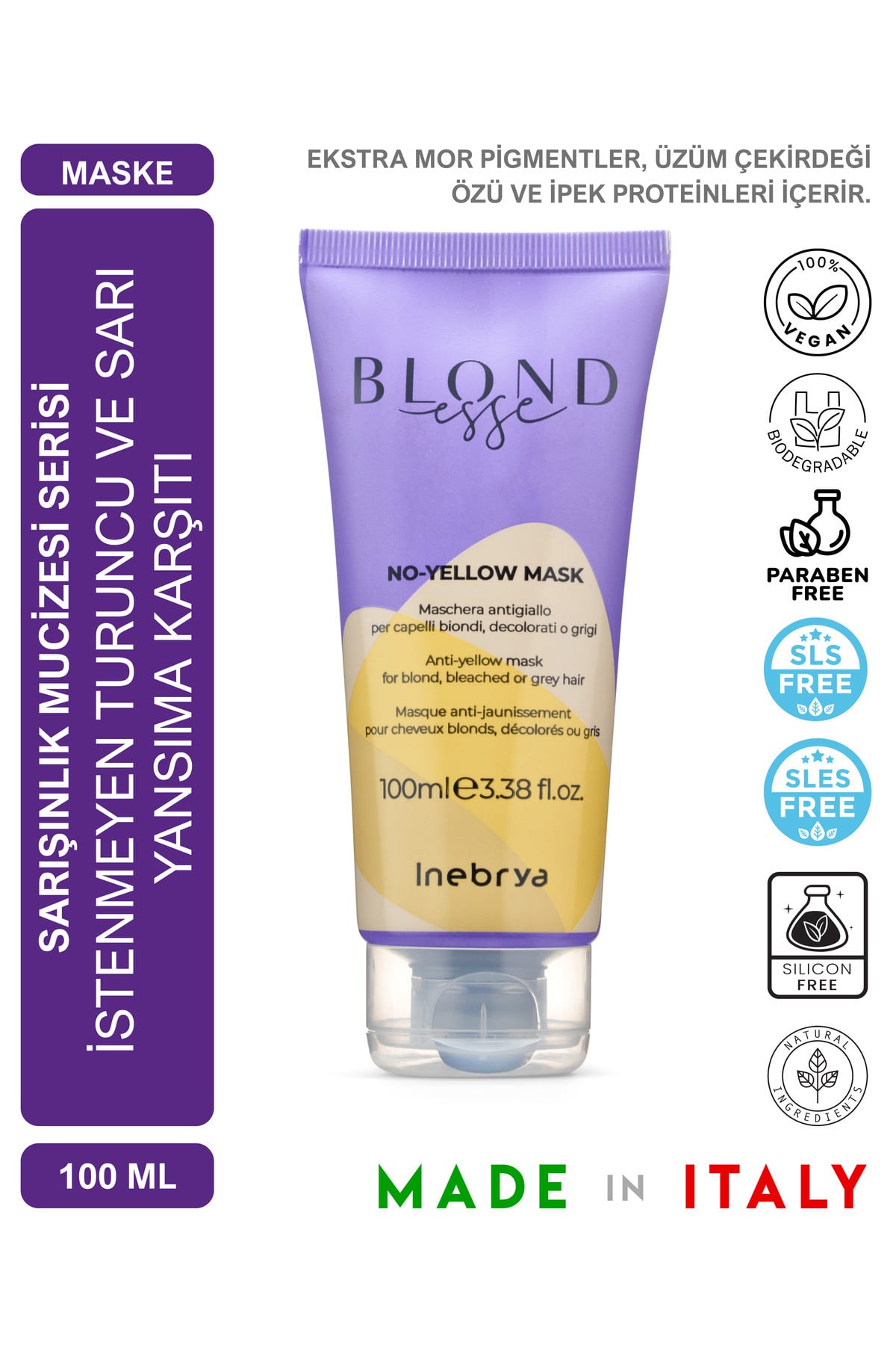 Inebrya Blondesse No-yellow (SİLVER) Maske 100ml