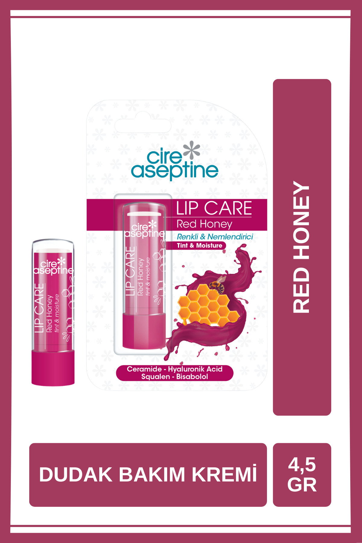 CIRE ASEPTINE Lip Care Red Honey Renkli Dudak Bakım Kremi 4,5 G
