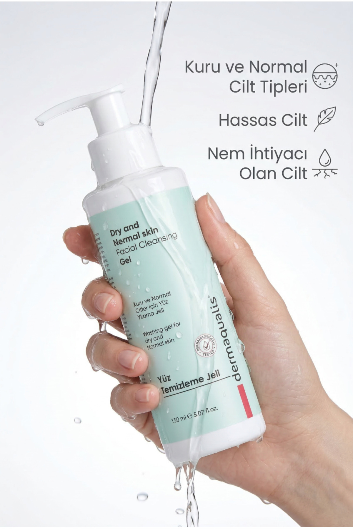 Dermaqualis Kuru ve Normal Ciltler İçin Yüz Yıkama Jeli Yüz Temizleme 150 ml