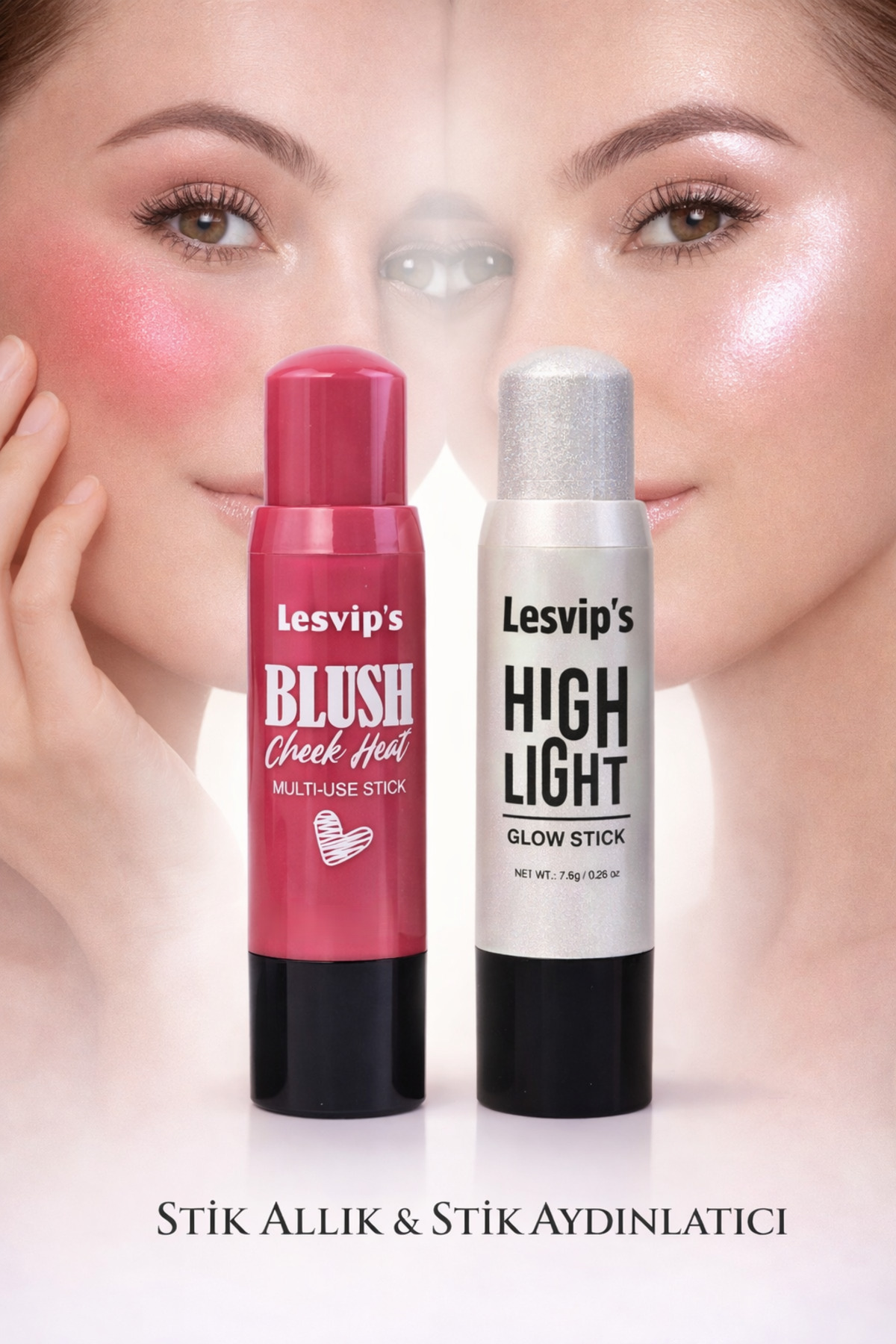 Lesvip's Stick asansörlü aydınlatıcı & stick allık ikili set
