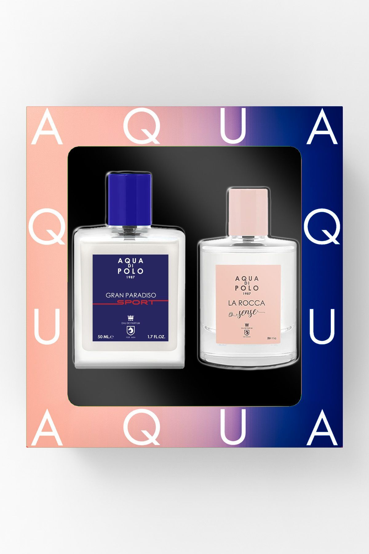 Aqua Di Polo 1987 La Rocca Sense EDP Kadın Parfüm & Gran Paradiso Sport EDP Erkek Parfüm Seti 50ml 2 Adet