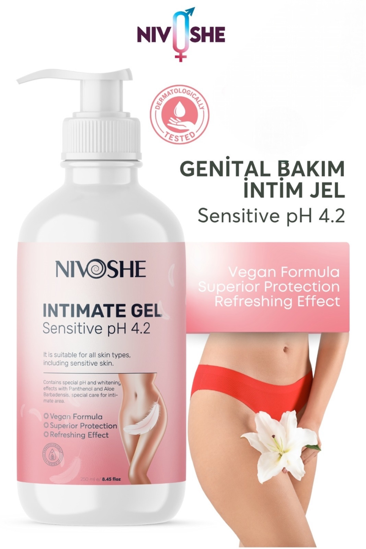 NIVOSHE Genital Bölge Kötü Koku Giderici Toparlayıcı Beyazlatıcı İntim Temizleme Jeli 250ML