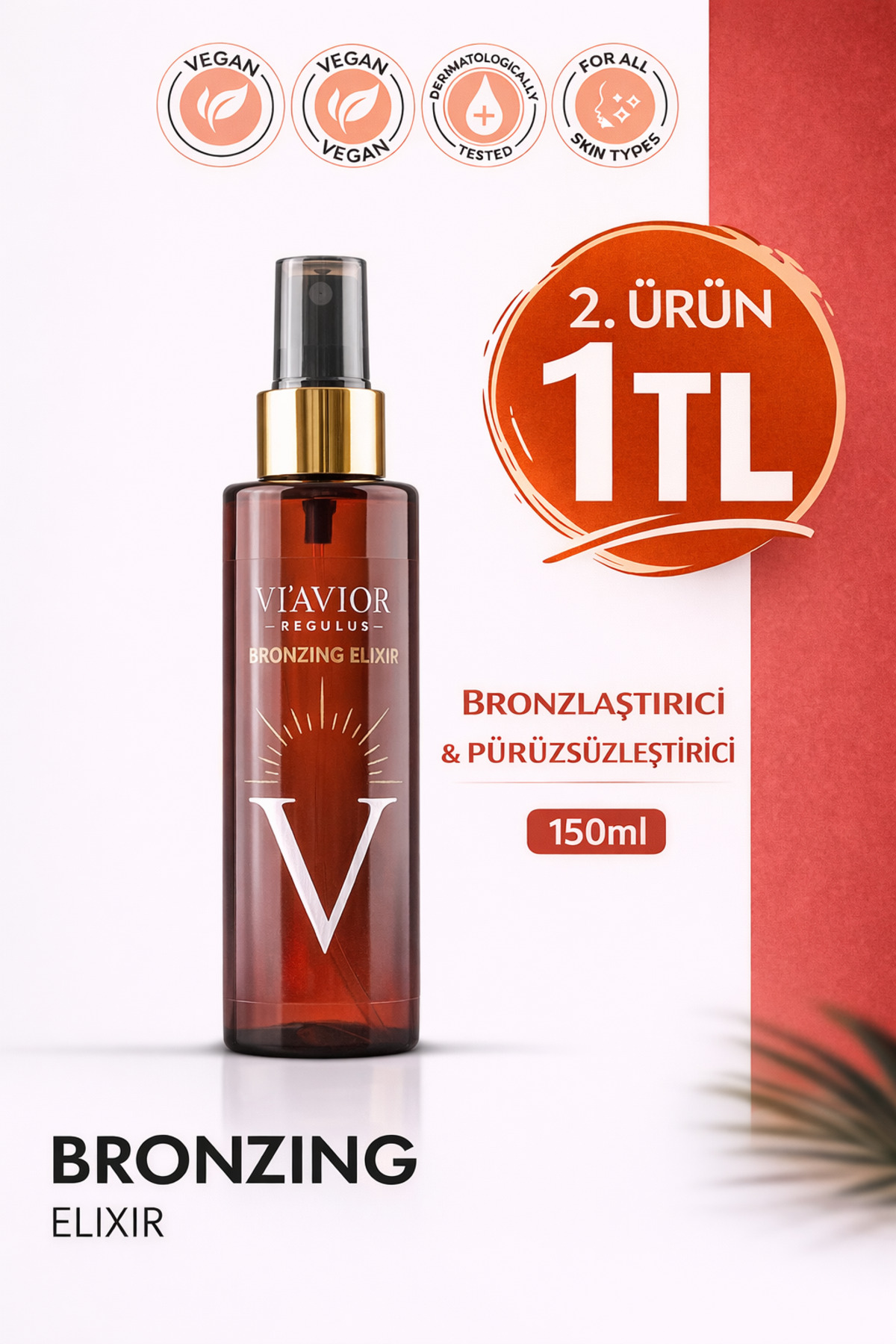 VİAVİOR KOZMETİK Bronzlaştırıcı Vücut Yağı Bronzing Elixir Yoğun 150ml Vegan Sıkılaştırıcı Nemlendirici Viavior