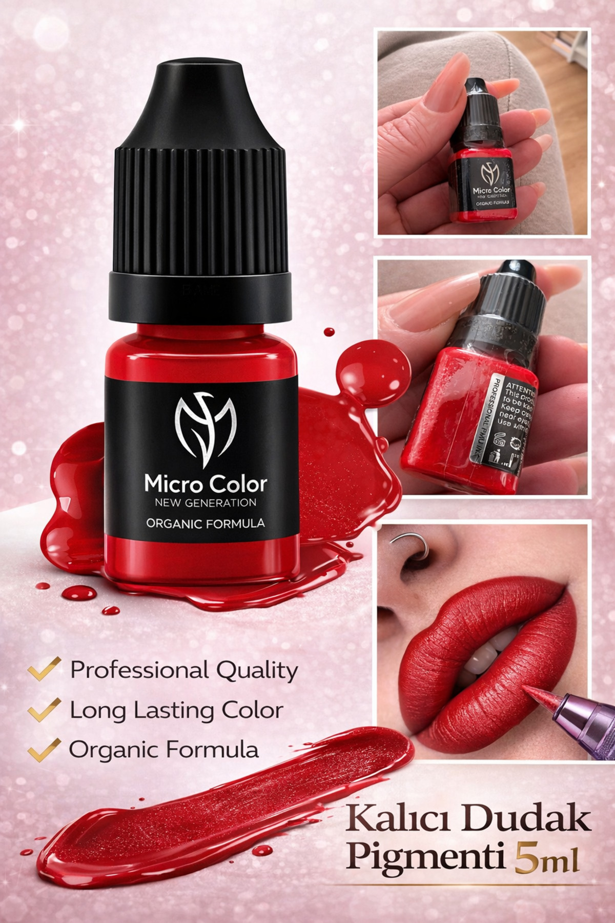 Lush Studio DUDAK PİGMENTİKIRMIZI TONLU 5ml Dudak Kontür Boyası Kalıcı Makyaj Boyası
