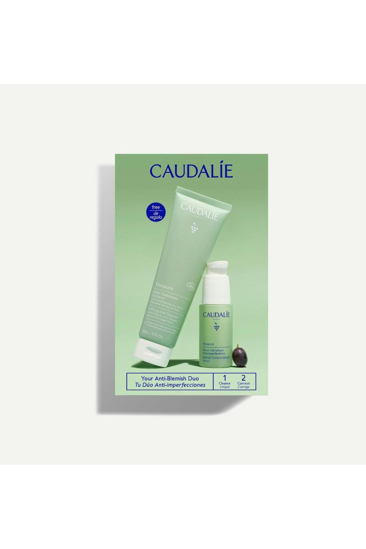 Caudalie Akne Karşıtı Bakım Seti - Vinopure Serum 30ml + Temizleme Jeli 150ml