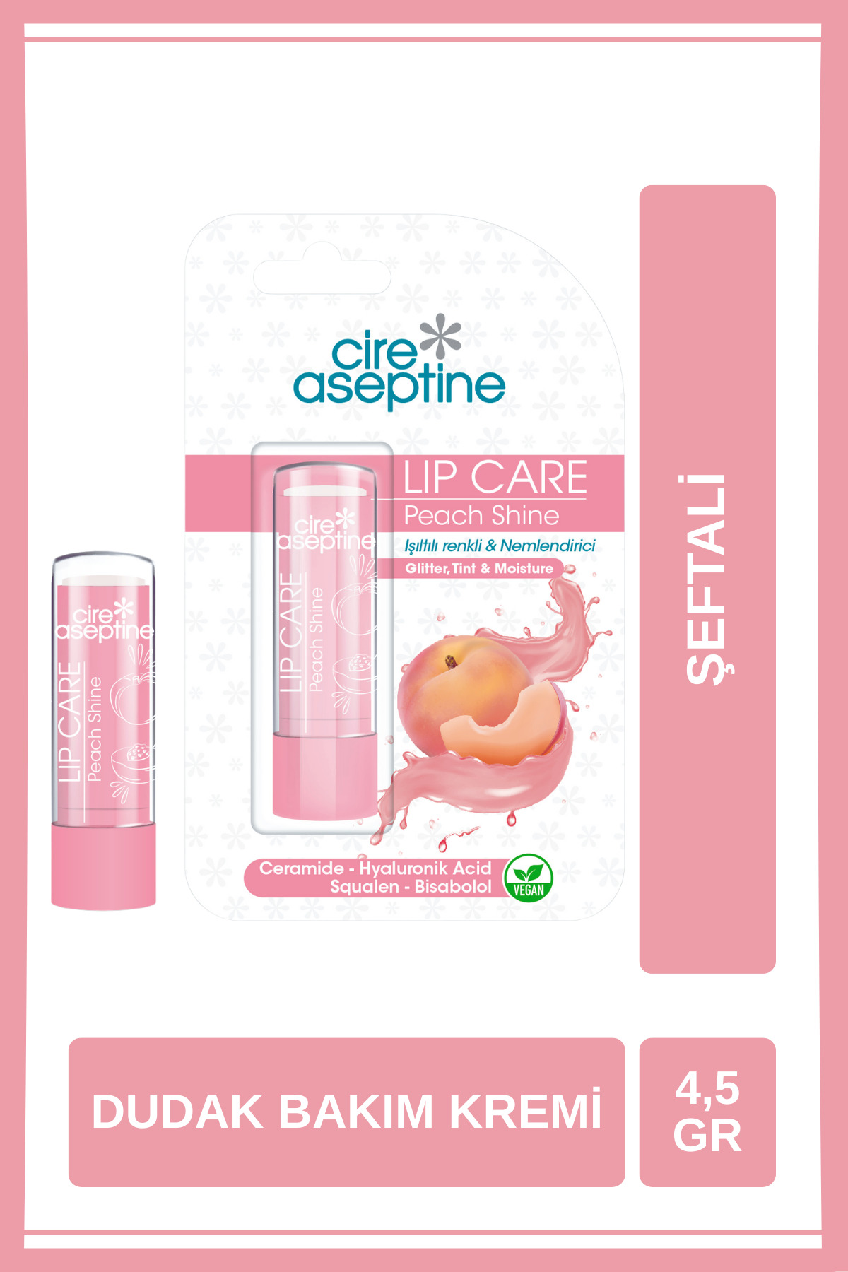 CIRE ASEPTINE Lip Care Peach Shine Renkli Dudak Bakım Kremi 4,5 G