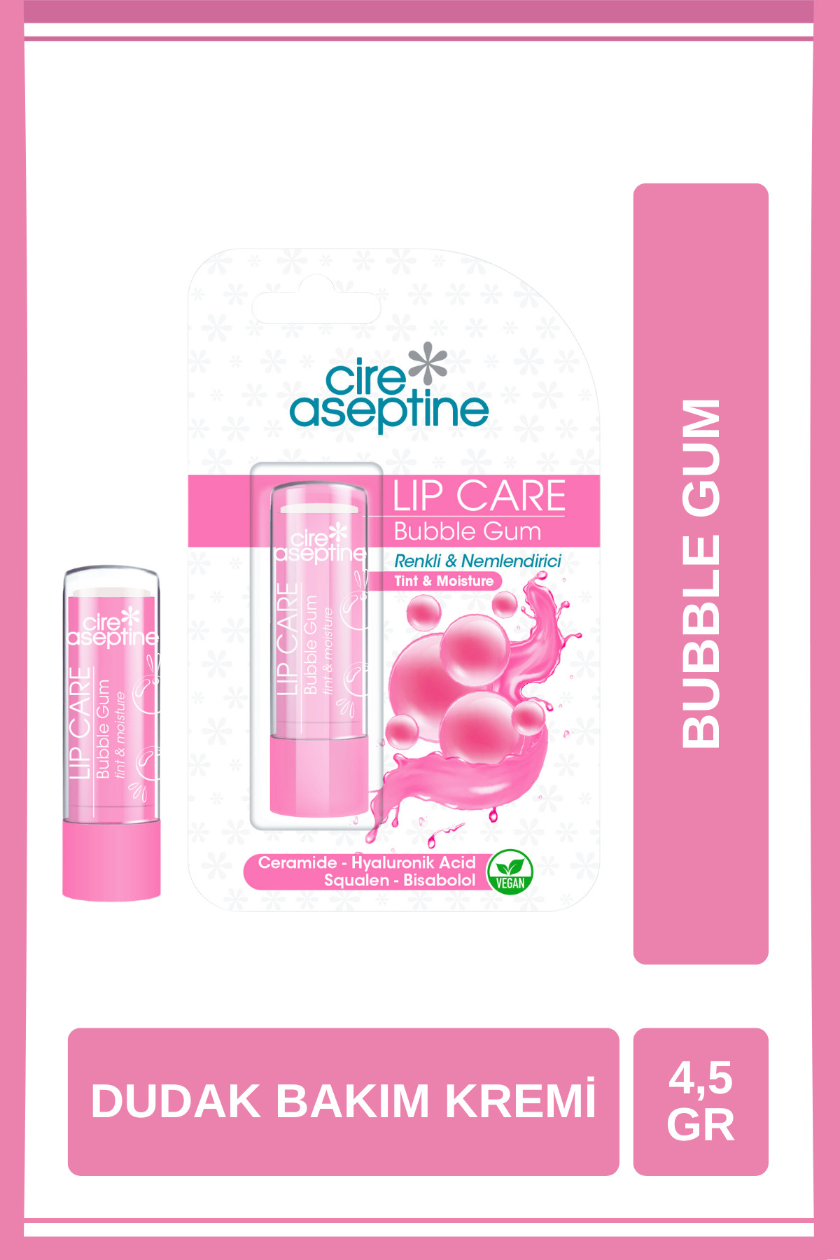 CIRE ASEPTINE Lip Care Bubble Gum Renkli Dudak Bakım Kremi 4,5 G