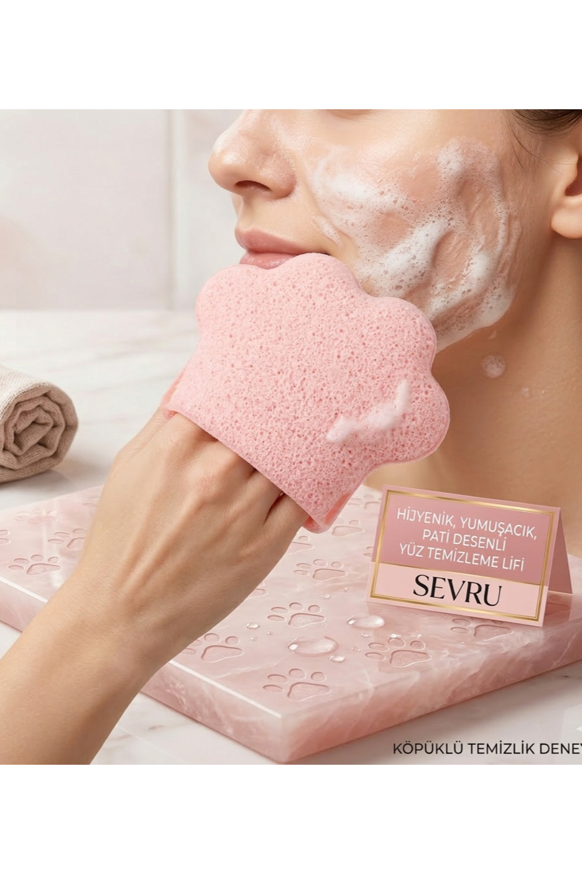 SEVRU Doğal Peeling Etkisi Makyaj Temizleme Lifi Yüz Yıkama Lifi Parmak Tutamacı, Eksfoliye Edici Etki