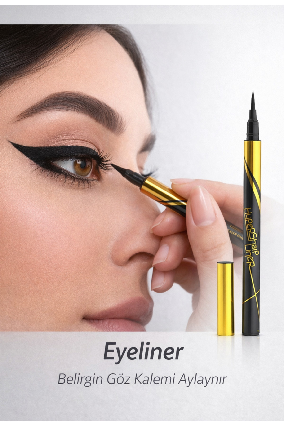 SEVRU Siyah Fırça Kalem Eyeliner, Profesyonel Suya Dayanıklı, Akmaz Eyeliner Kalem