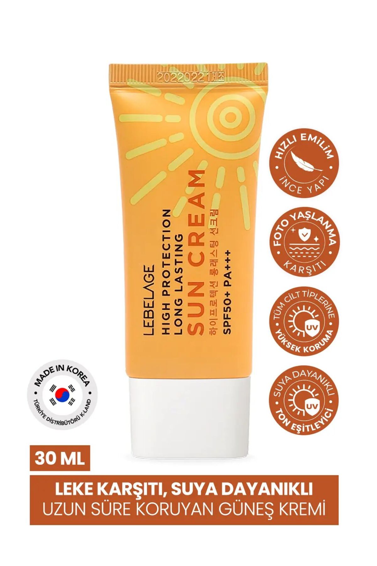 LEBELAGE Leke Karşıtı, Suya Dayanıklı Uzun Süre Koruyan Güneş Kremi Spf 50 + Pa +++ , one size