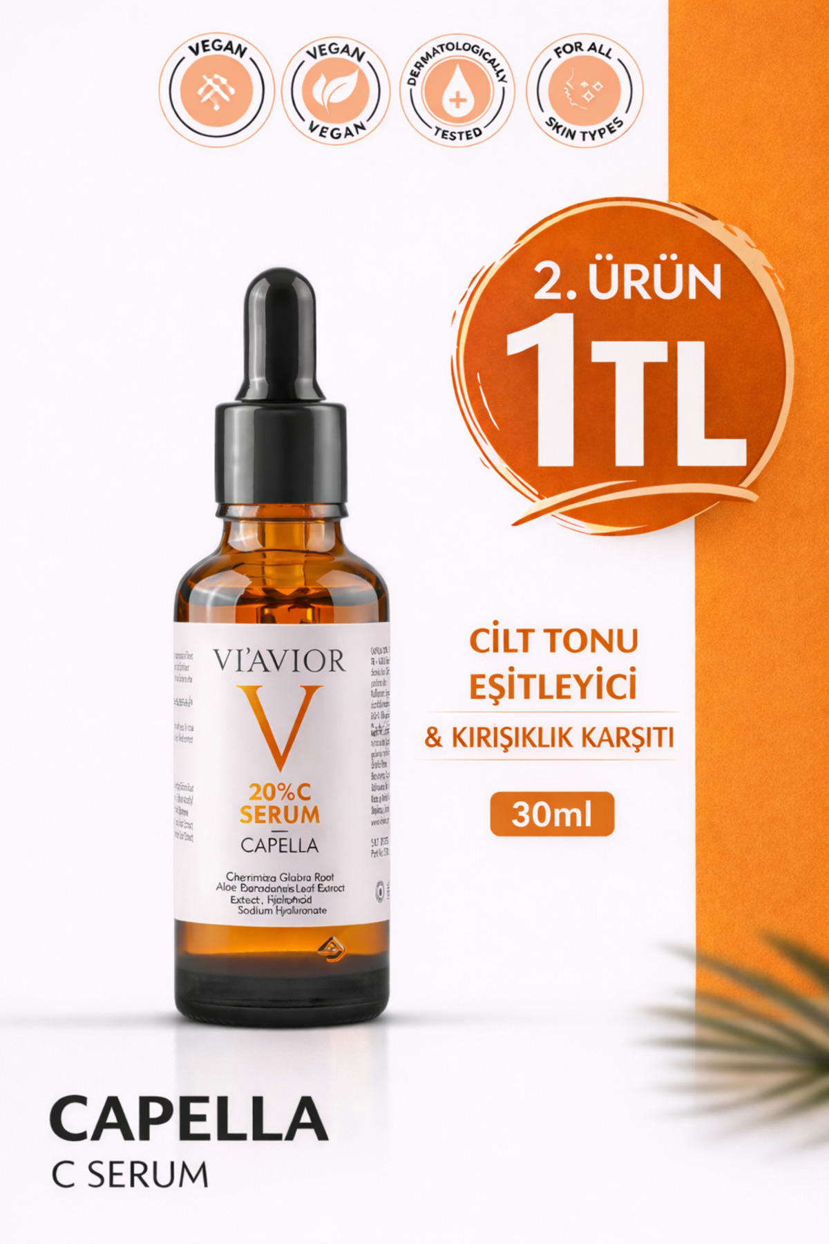 C Vitamini Cilt Serumu Capella Vegan Aydınlatıcı Ton Eşitleyici Leke Karşıtı 30ml Viavior