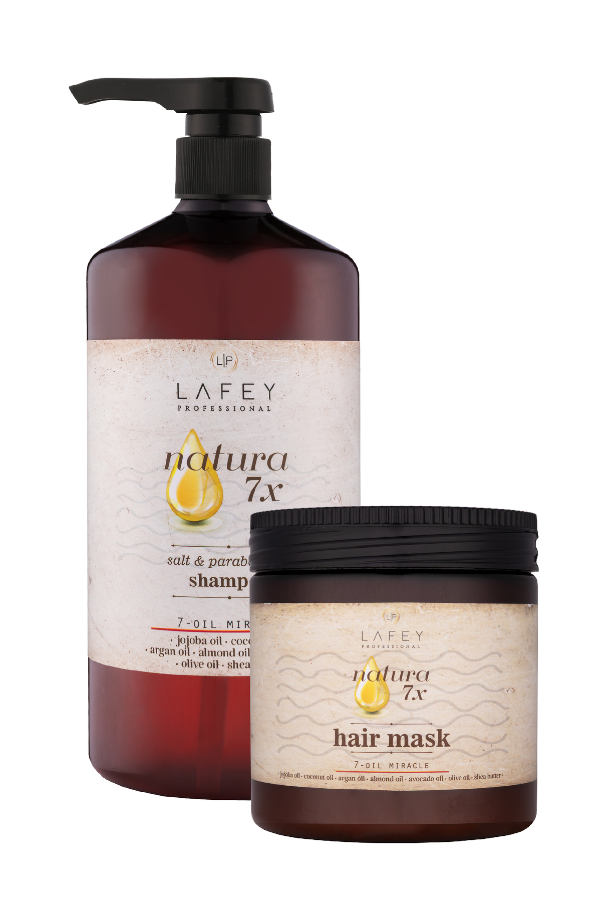 Lafey Professional NATURA 7X Besleyici & Onarıcı Etkili Saç Bakım Seti Şampuan + Maske