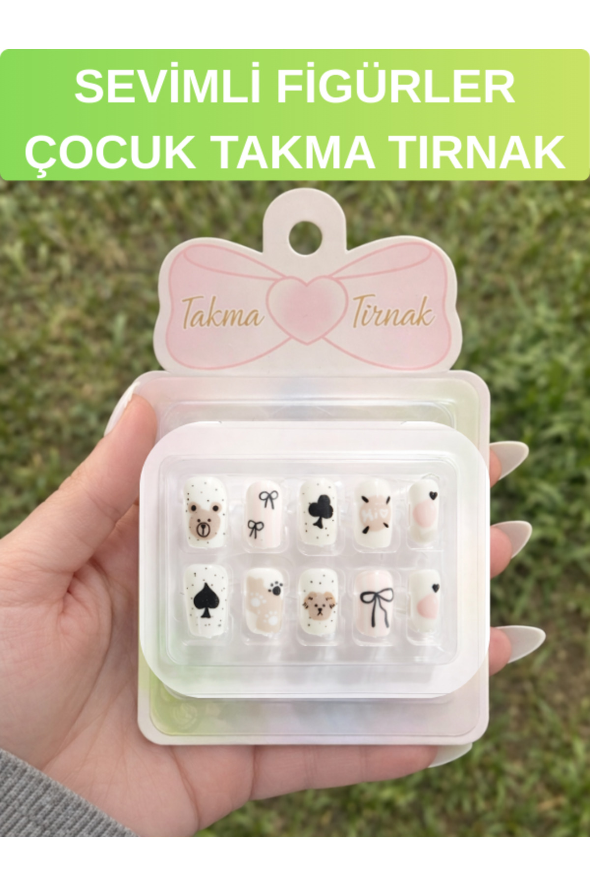 SheMask Protez Tırnak Seti Çocuklar İçin Takma Tırnak – Makyaj Tırnak Seti Desenli Takma Tırnak Aksesuarı